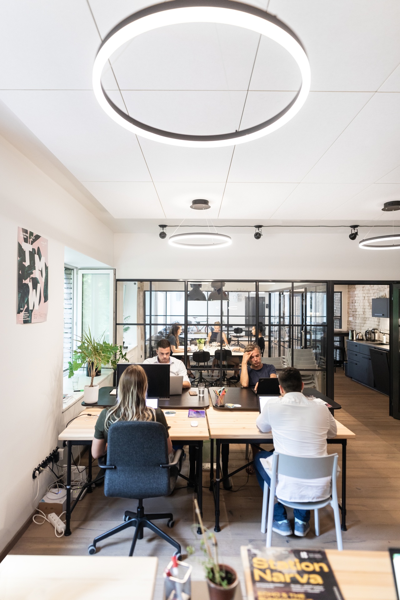 people working in co-working space