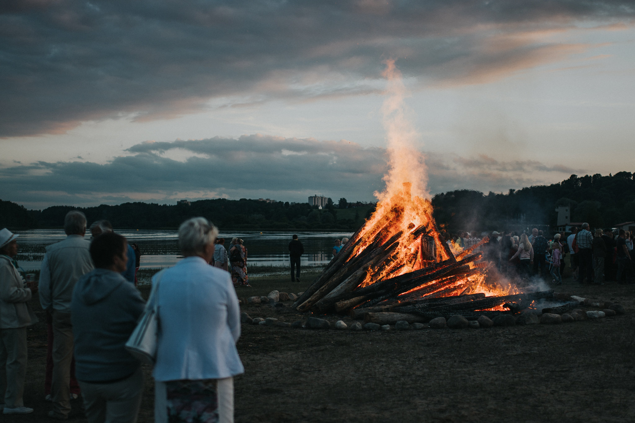 Bonfire to celebrate Midsummer's Eve or Jaanipäev in Estonia