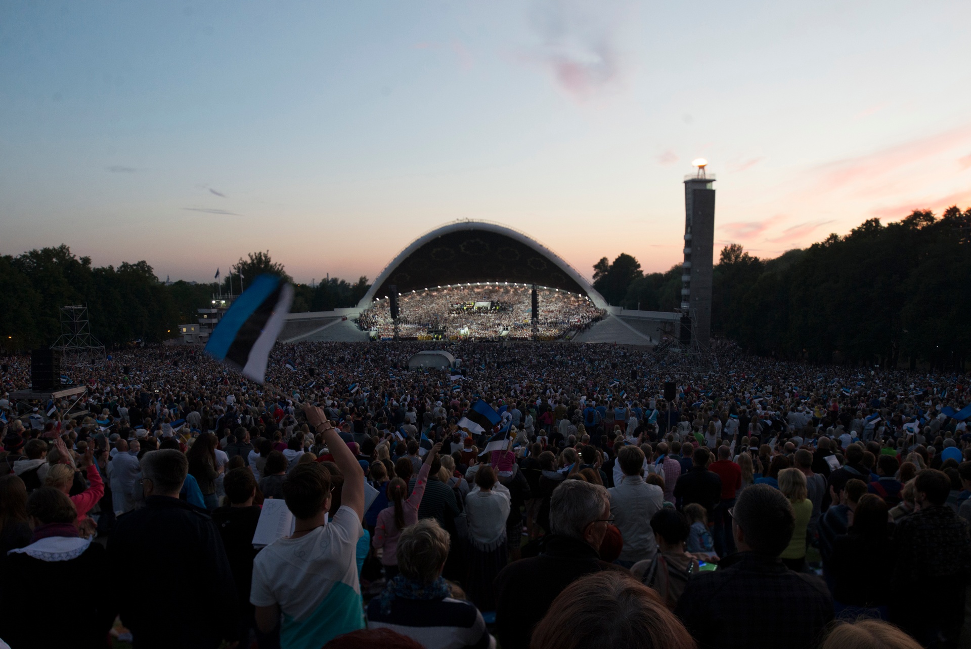 People visiting song festival in Tallinn