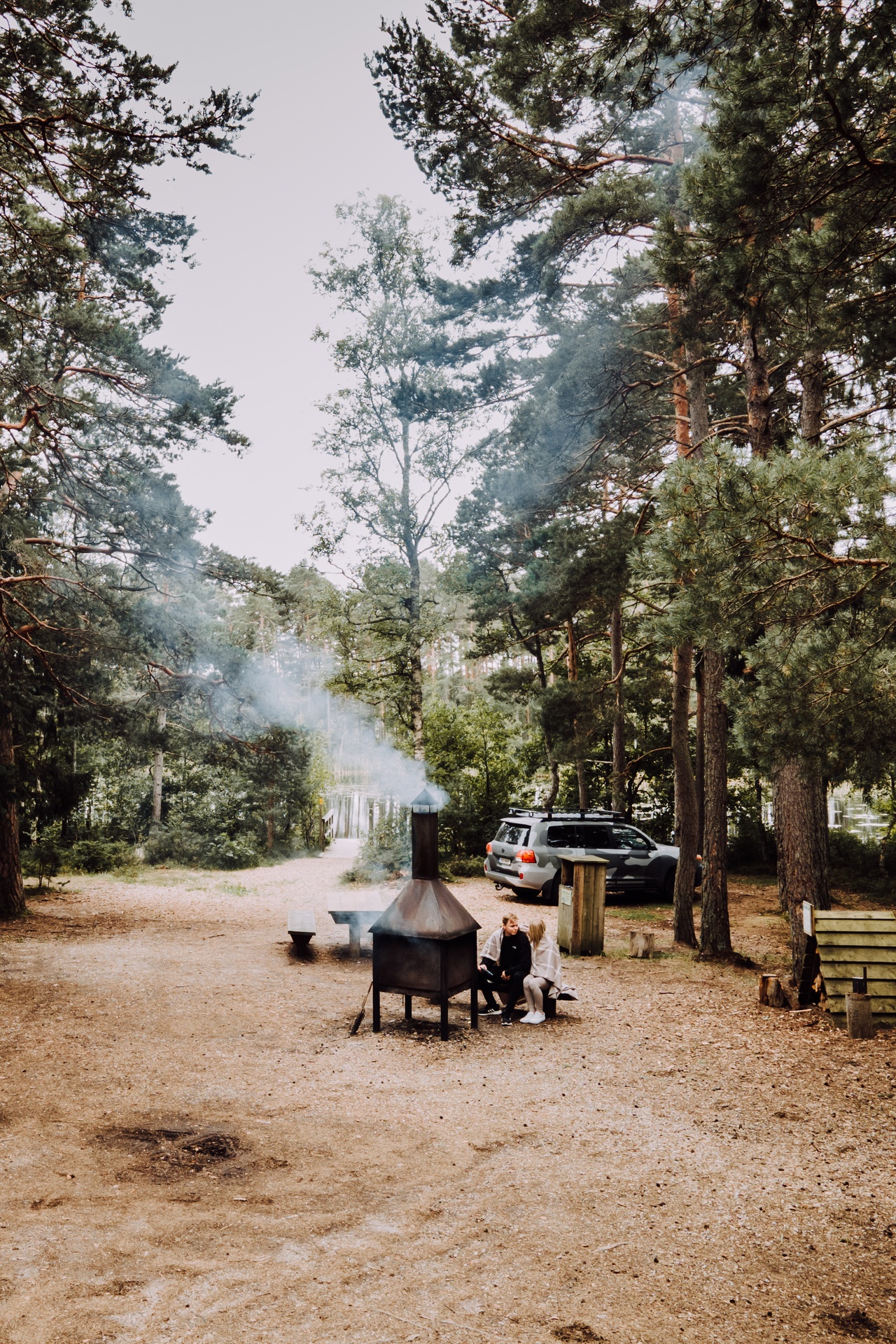 Campfire camping spot in Estonia's forest