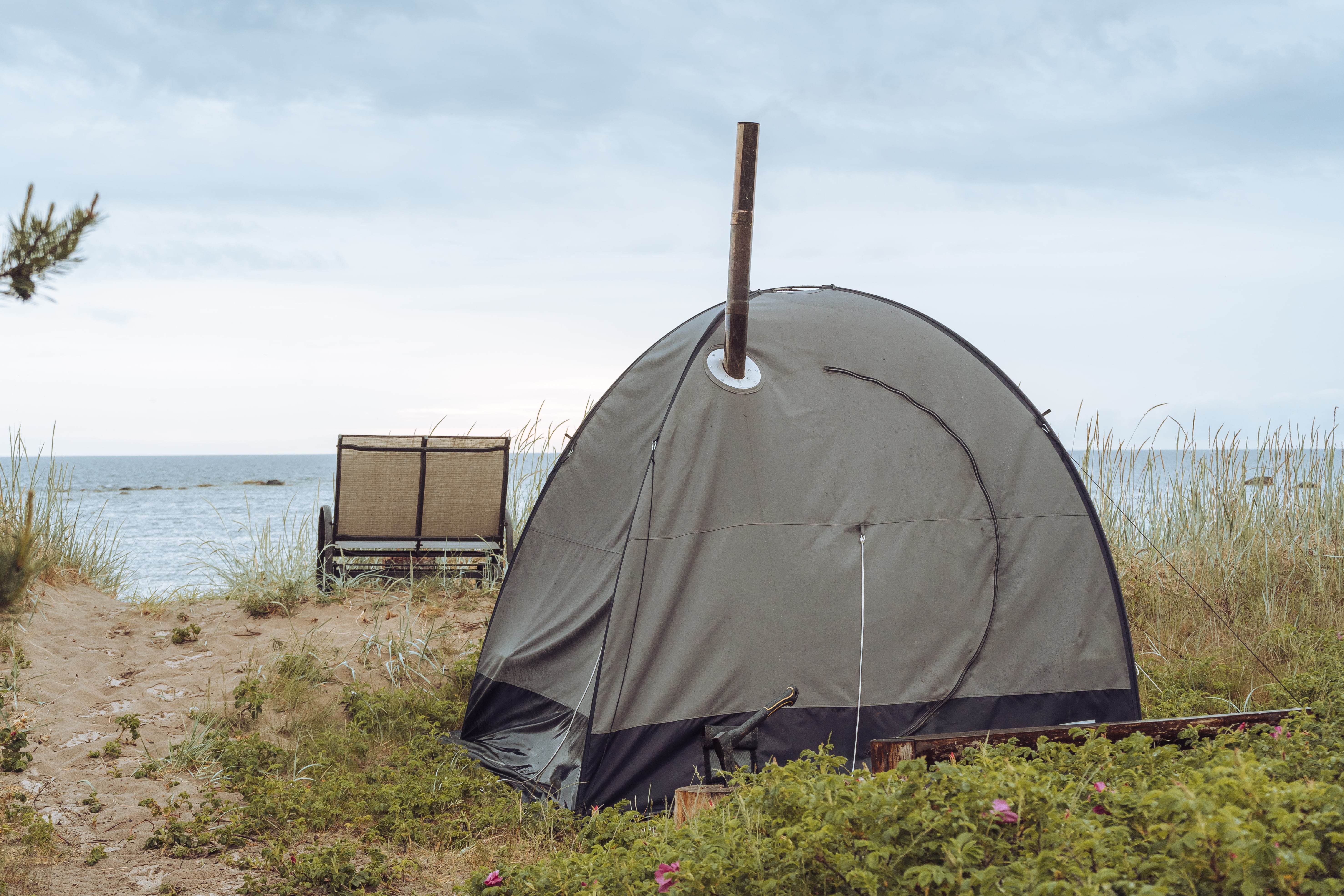 Tent sauna on a beach on Aegna Island, Estonia