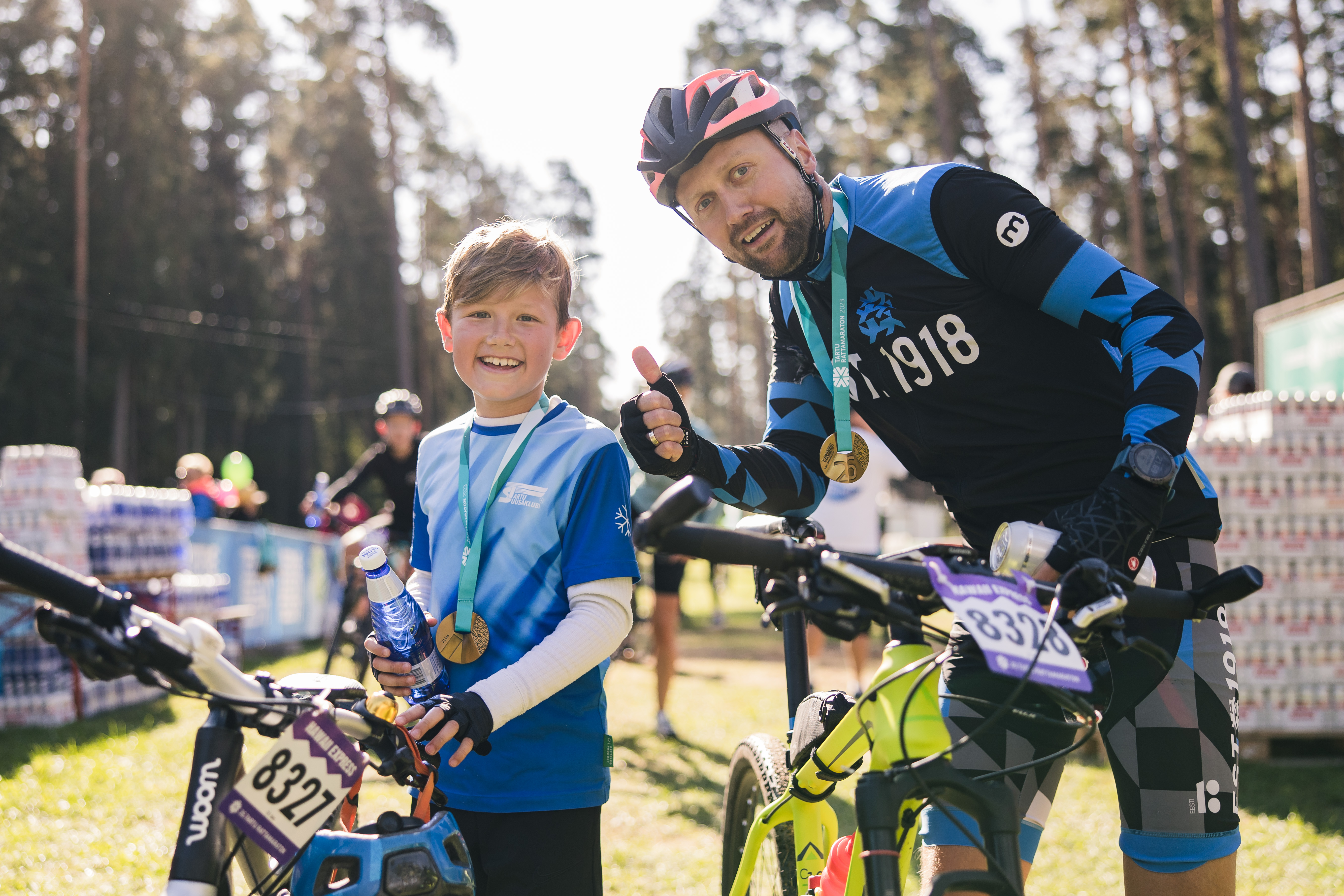 A man and a boy at the Tartu MTB Marathon in 2023