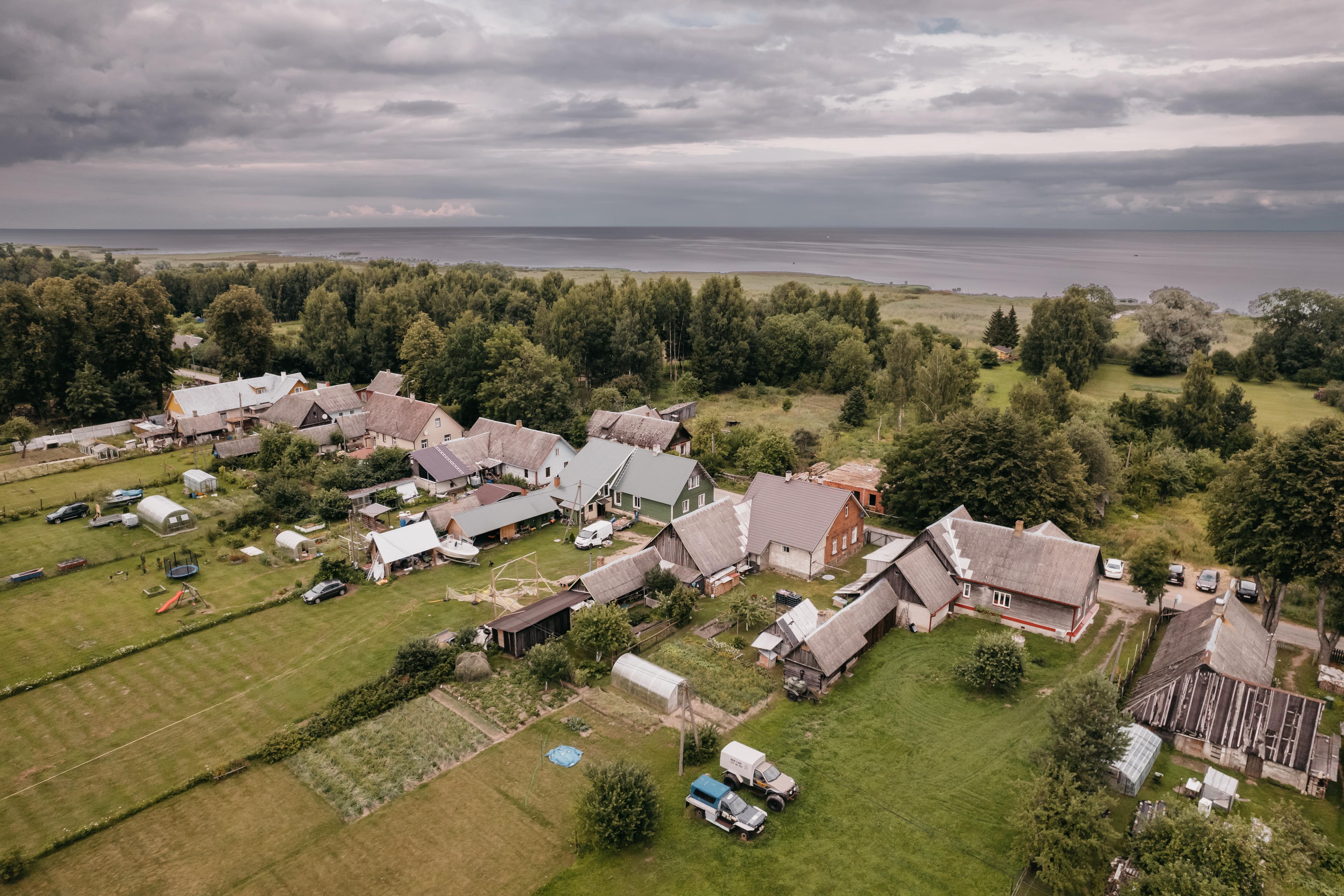 Arial view of the Old Believers' homes along the Onion Route