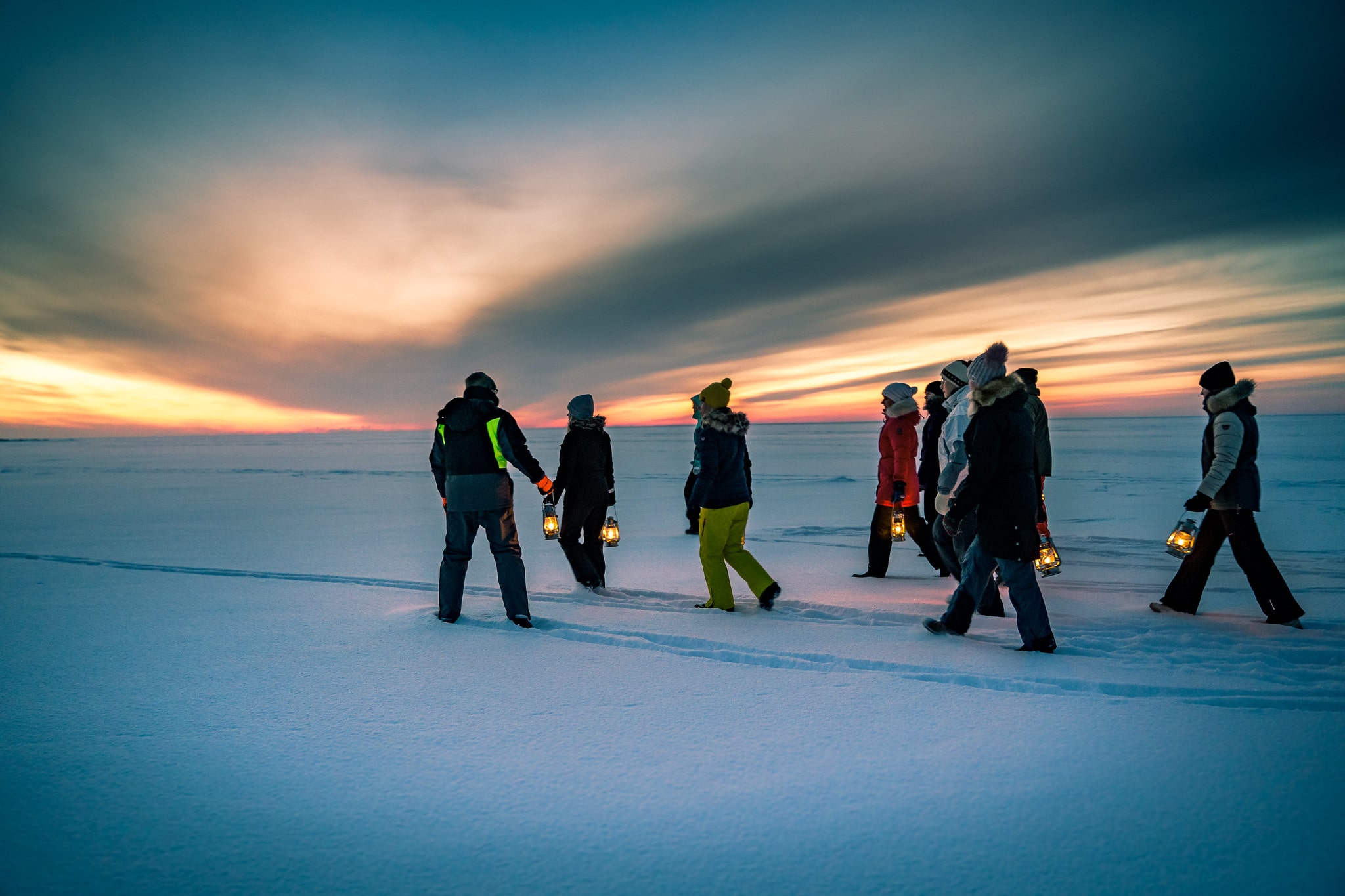 Lantern hike on frozen Pärnu Bay