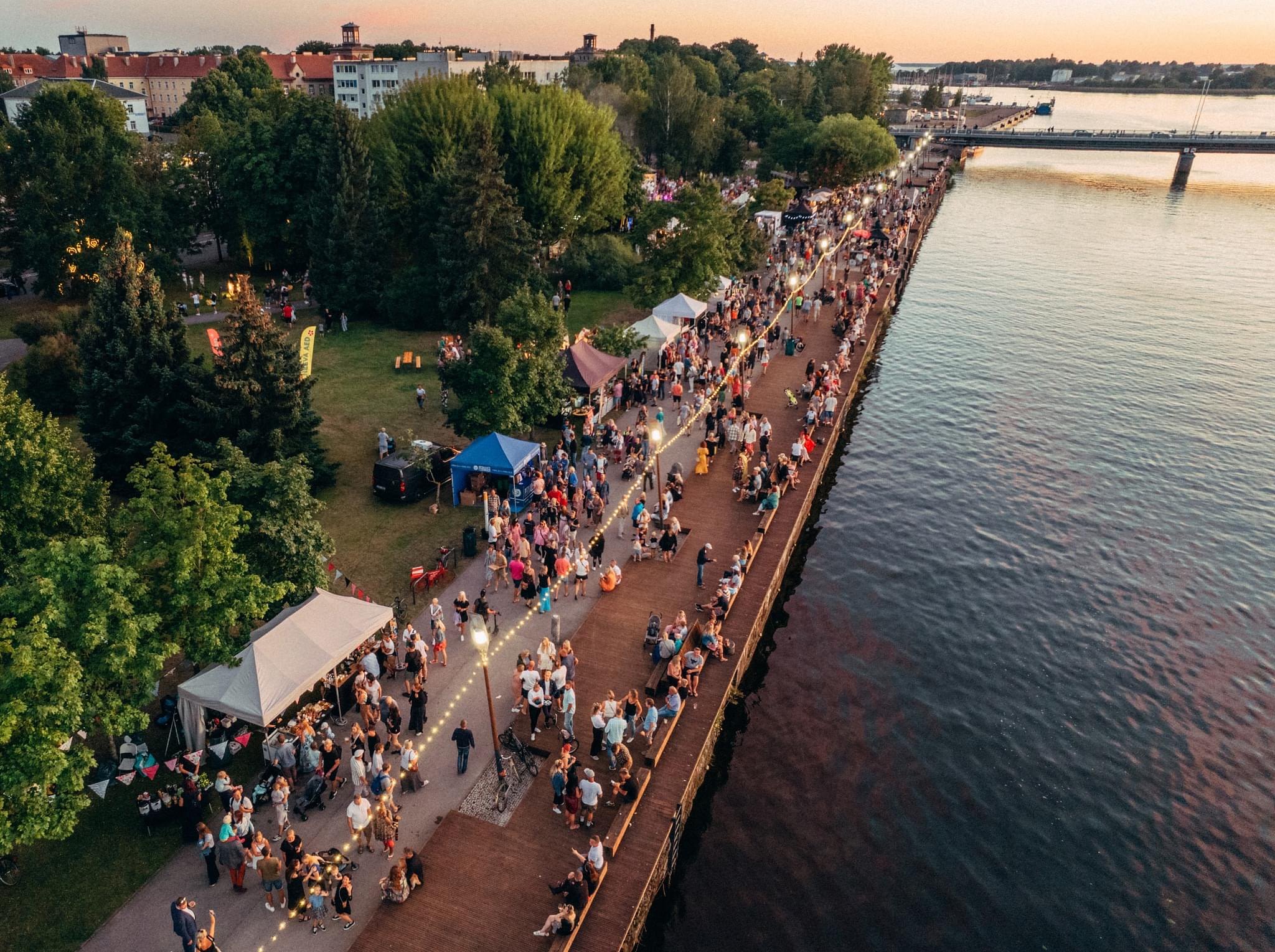 Riverside promenade in Pärnu during summer