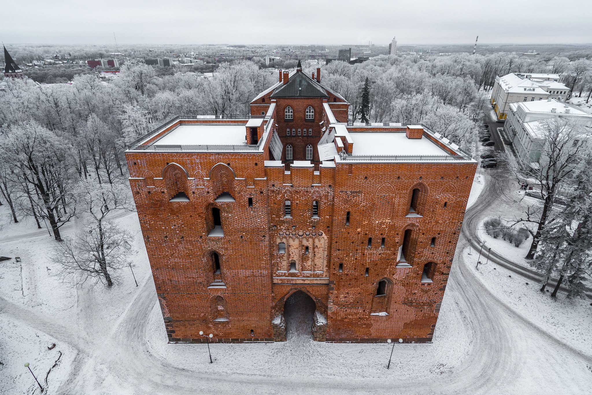 Tartu Cathedral covered in snow