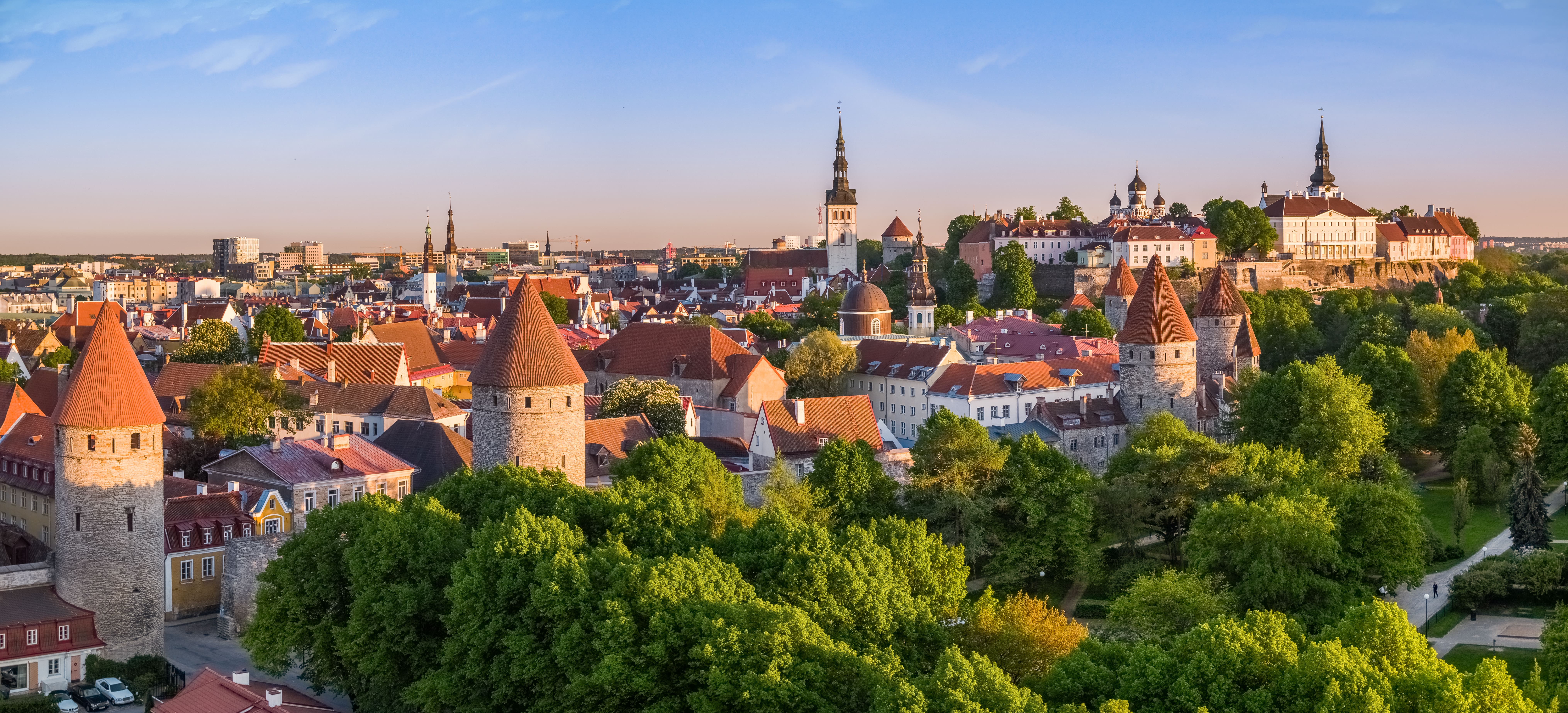 View of Tallinn's red roofs in medieval Old Town