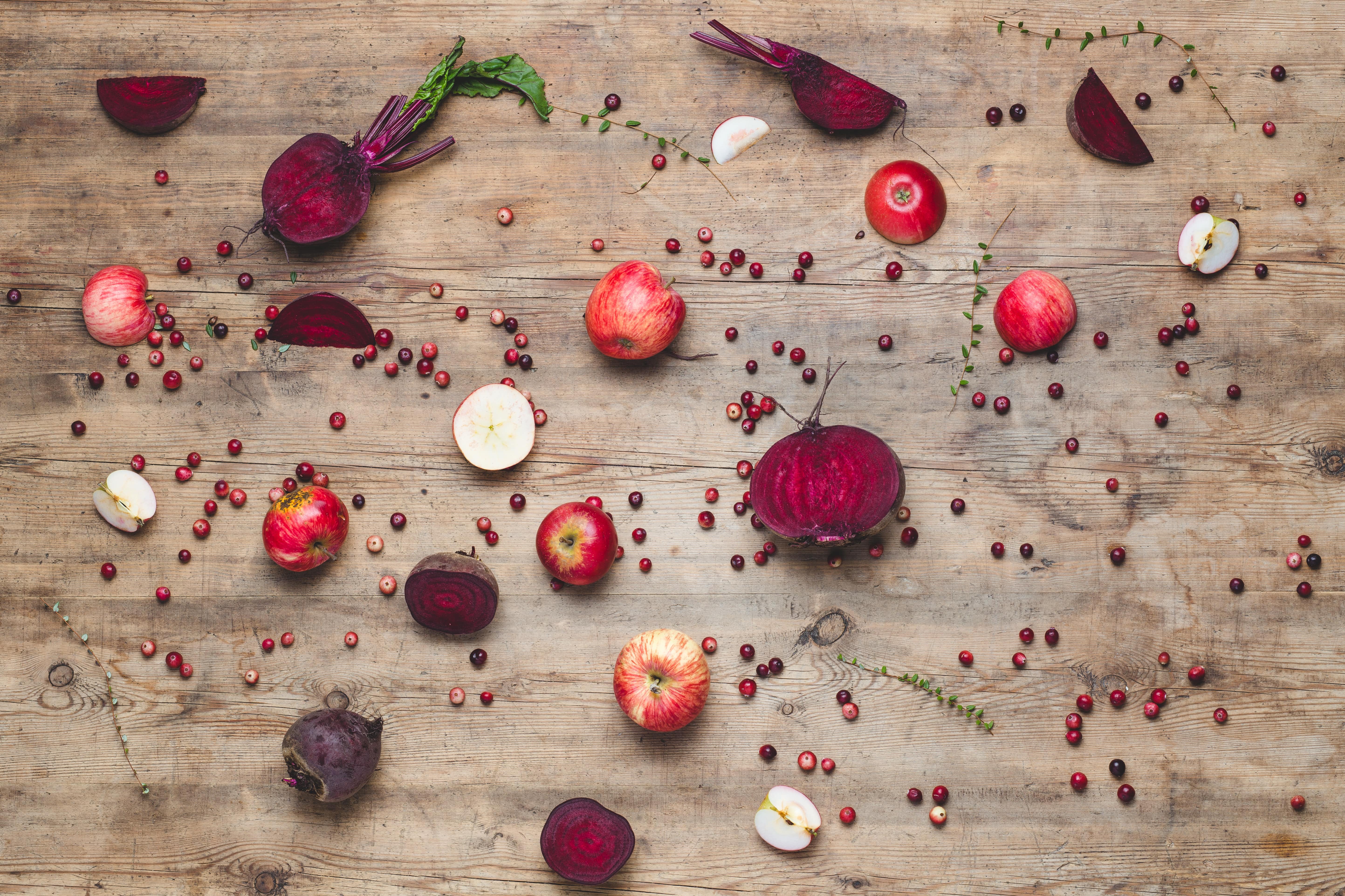 Apples, beetroots, and cranberries as seasonal Estonian food