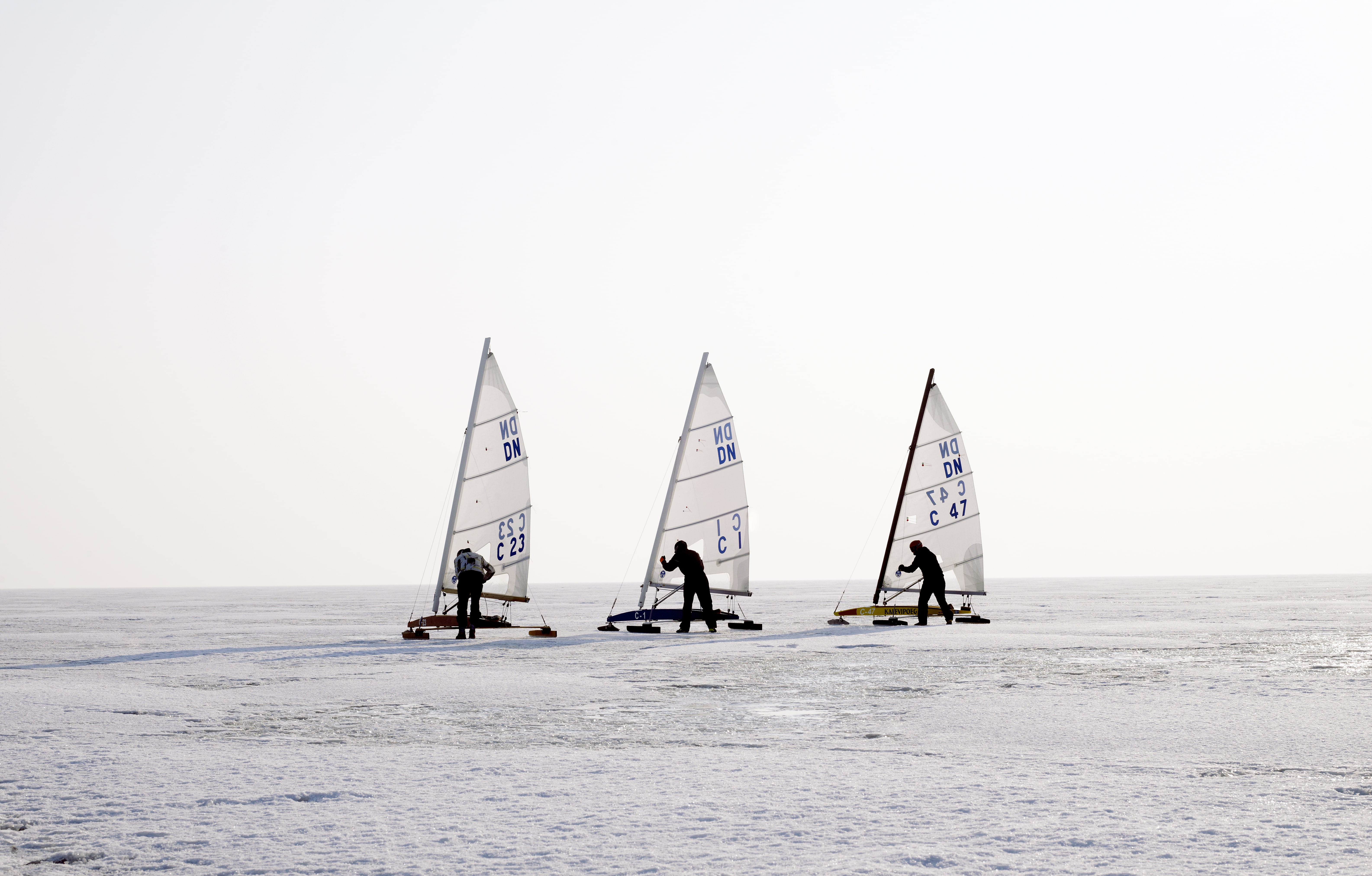 Ice sailing during winter in Estonia