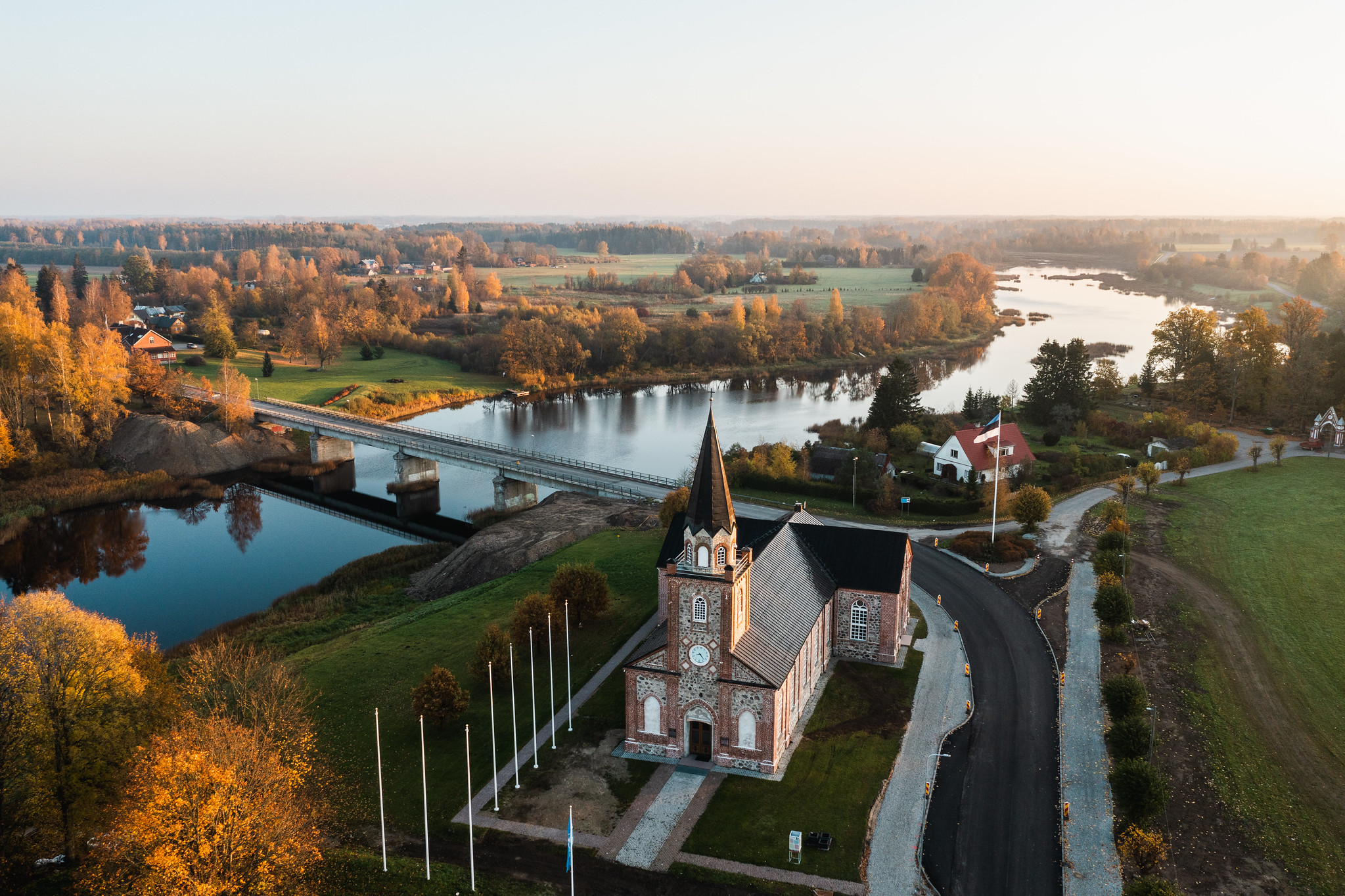 Church in Tori, Estonia, during autumn