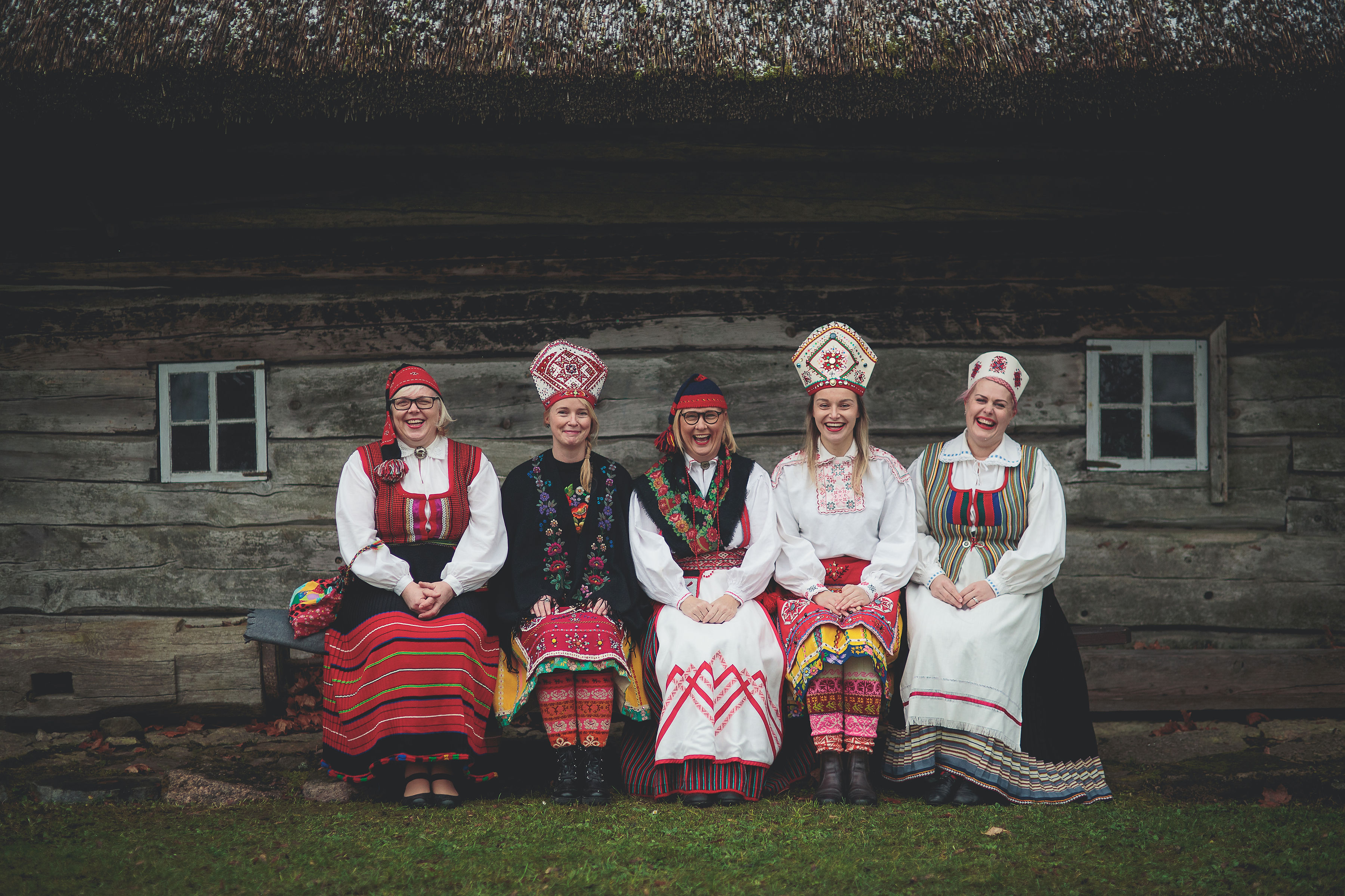 Women in traditional costumes from Muhu Island and Saaremaa