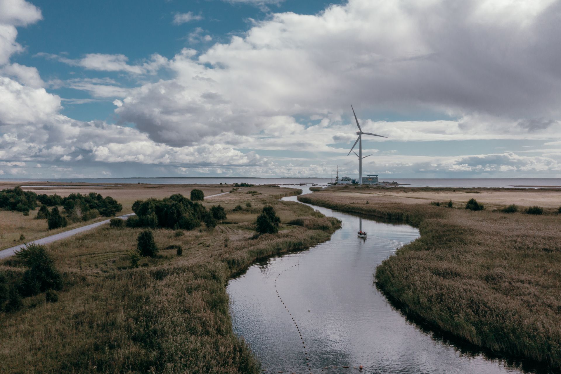 Lake view to nature and windmills