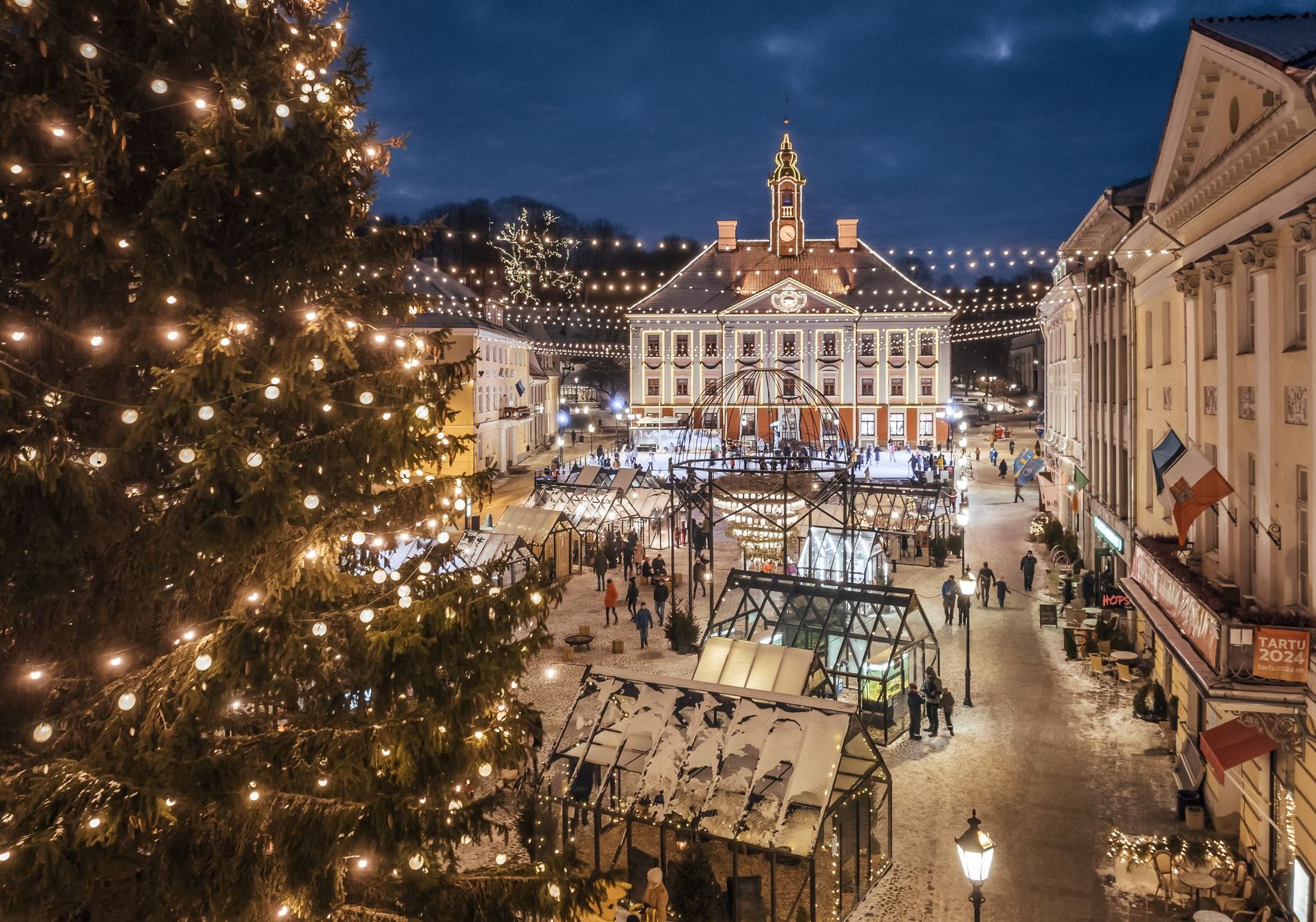 Tartu town hall in christmas time