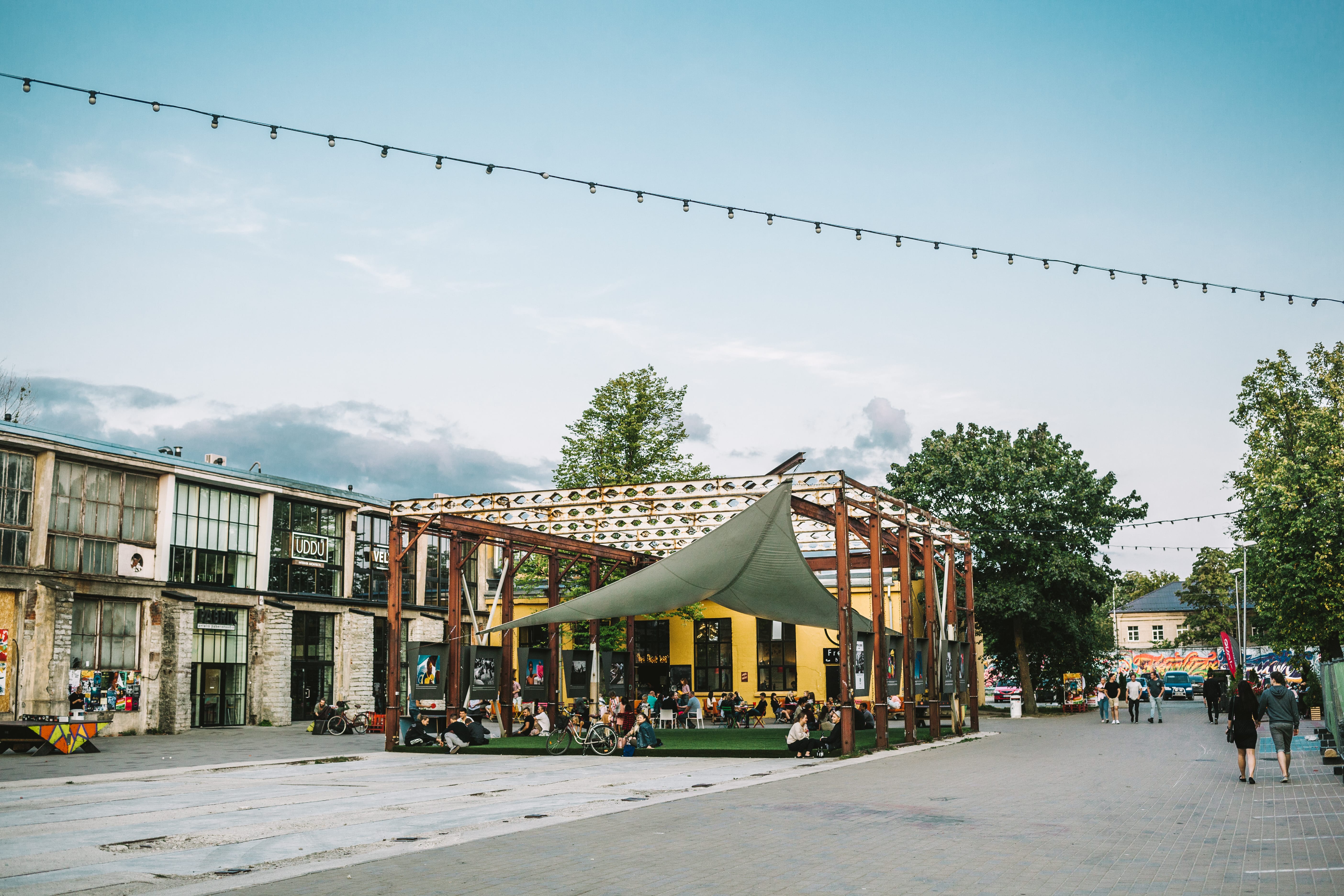 Outdoor summertime gallery in Telliskivi in Tallinn, Estonia