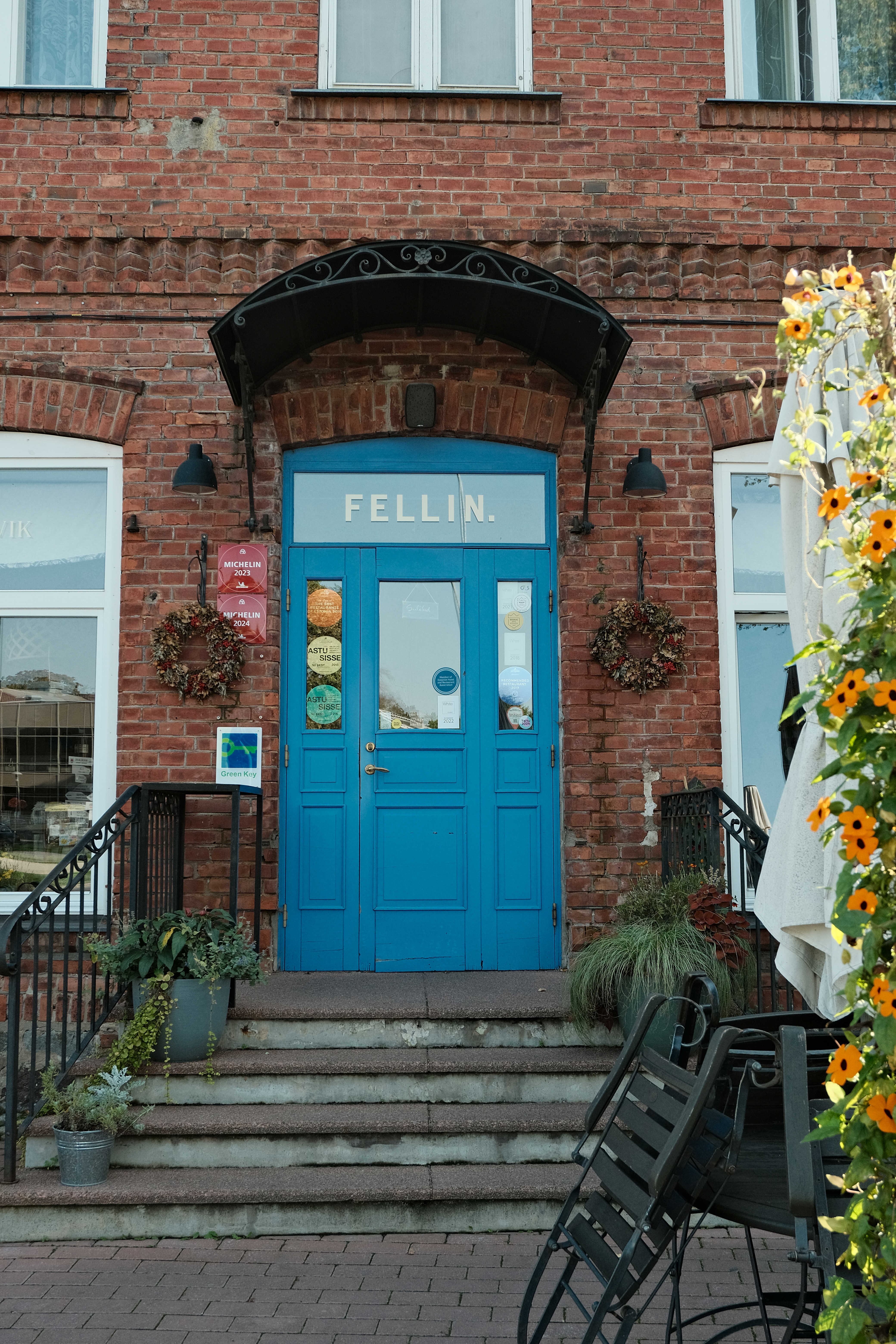 Fellin's famous blue door in Viljandi