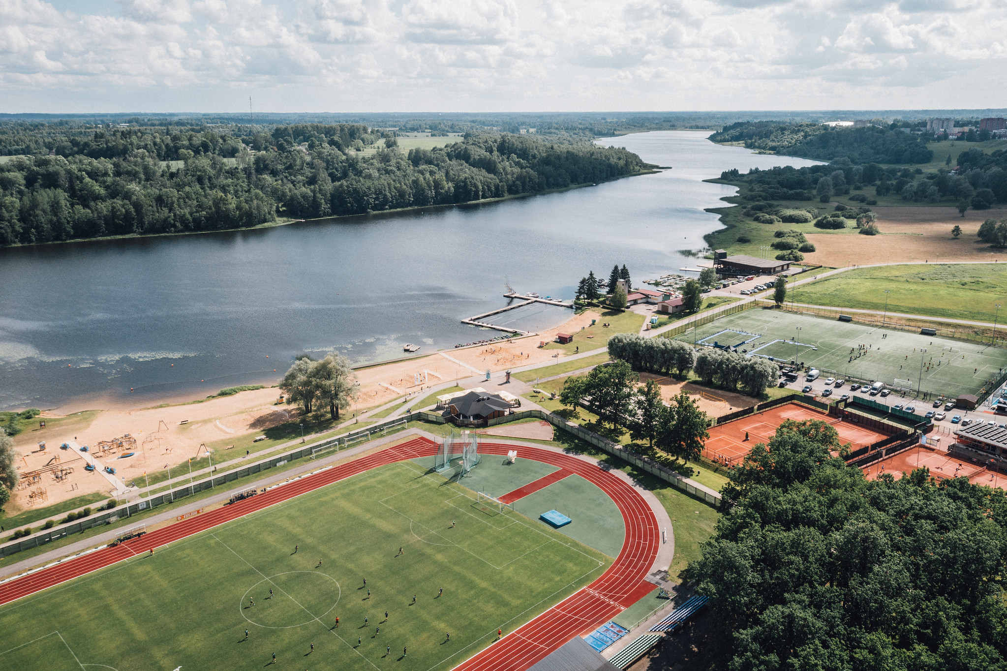 Sports fields next to Lake Viljandi