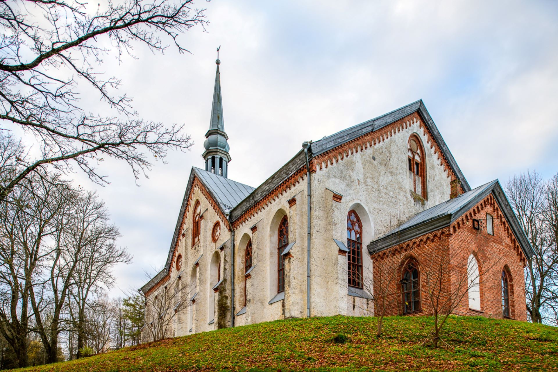 St Mary's Lutheran Church in Otepää during autumn