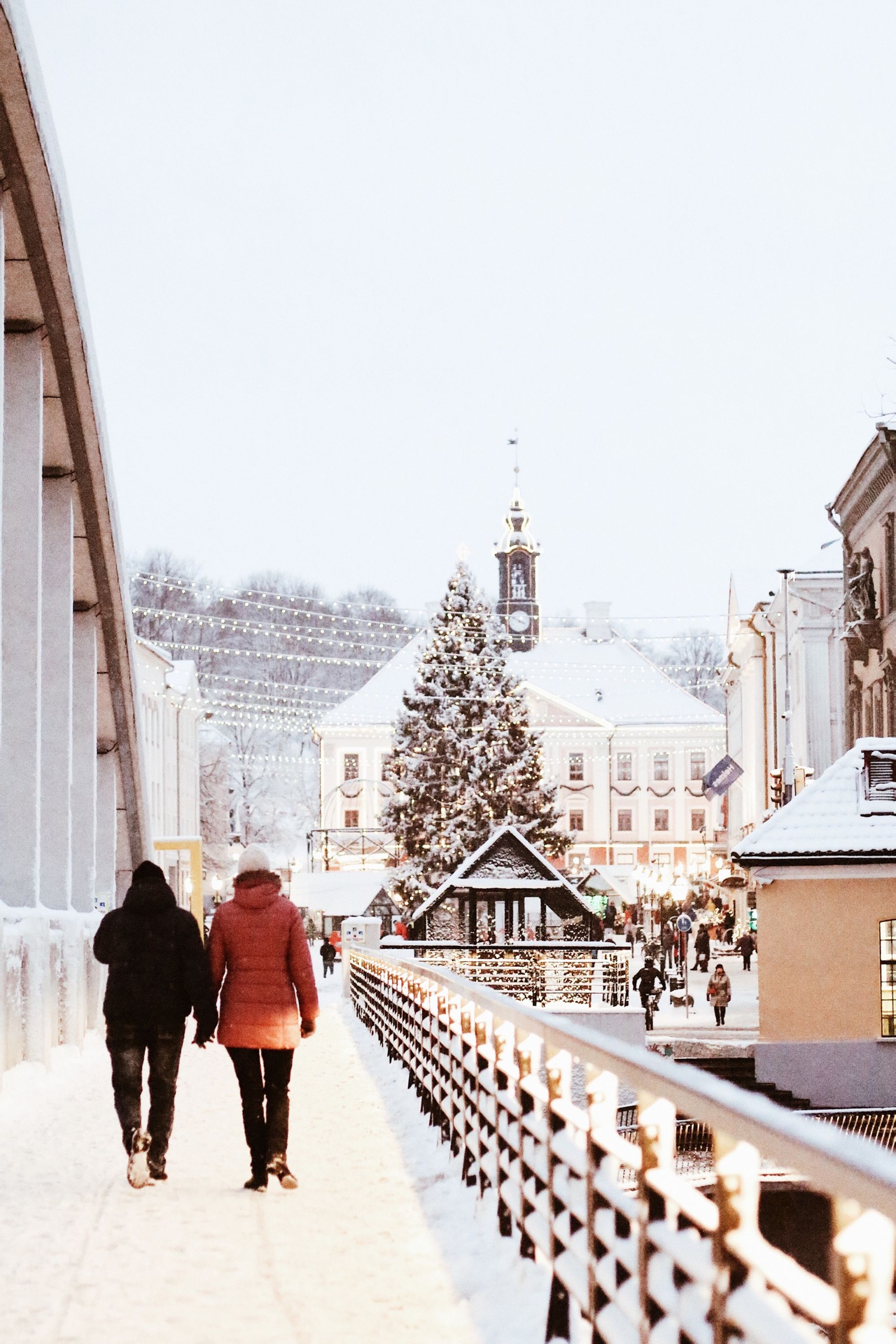 Wintery Tartu town hall  square