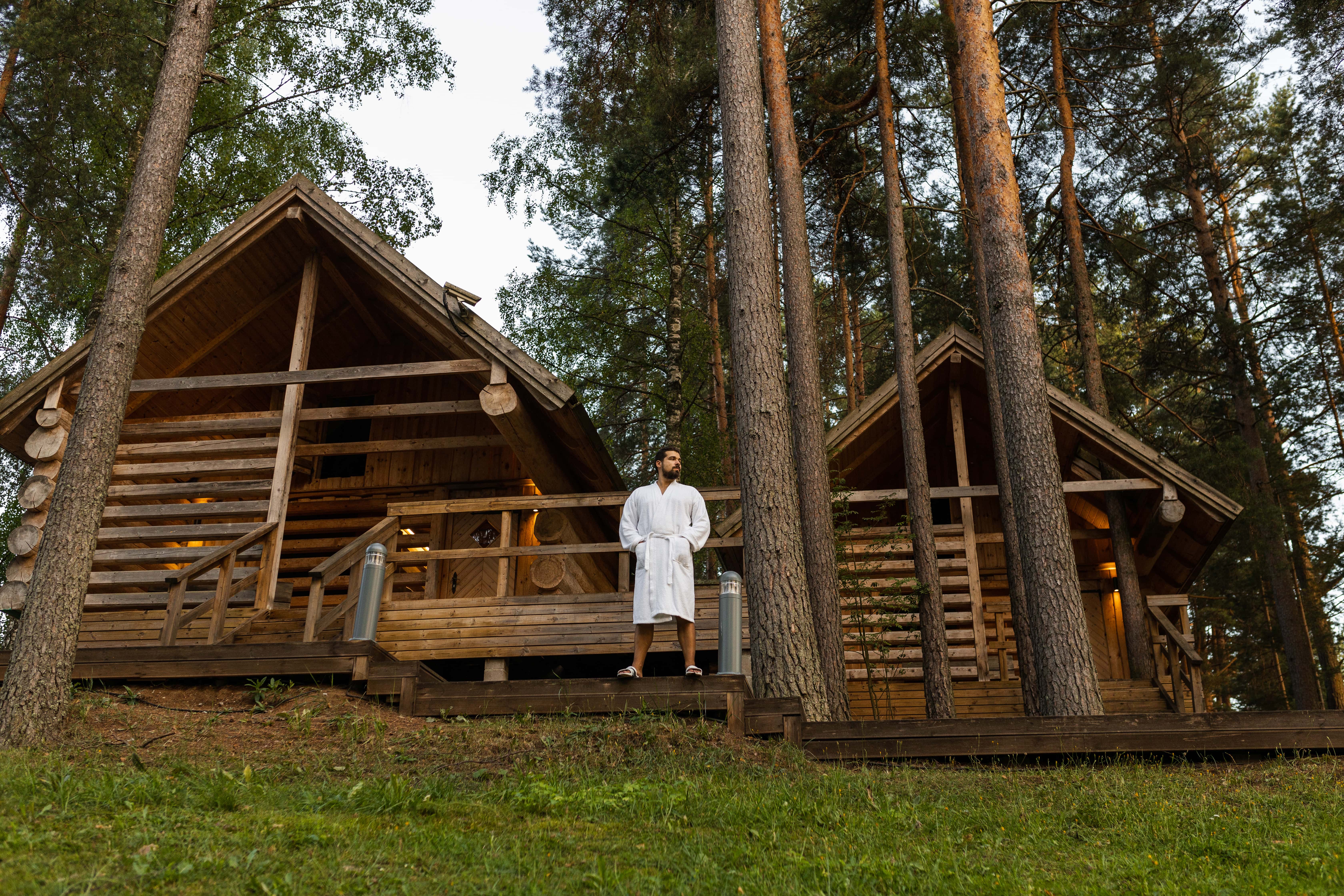 Man in robe at Kubija Nature Spa Hotel in South Estonia