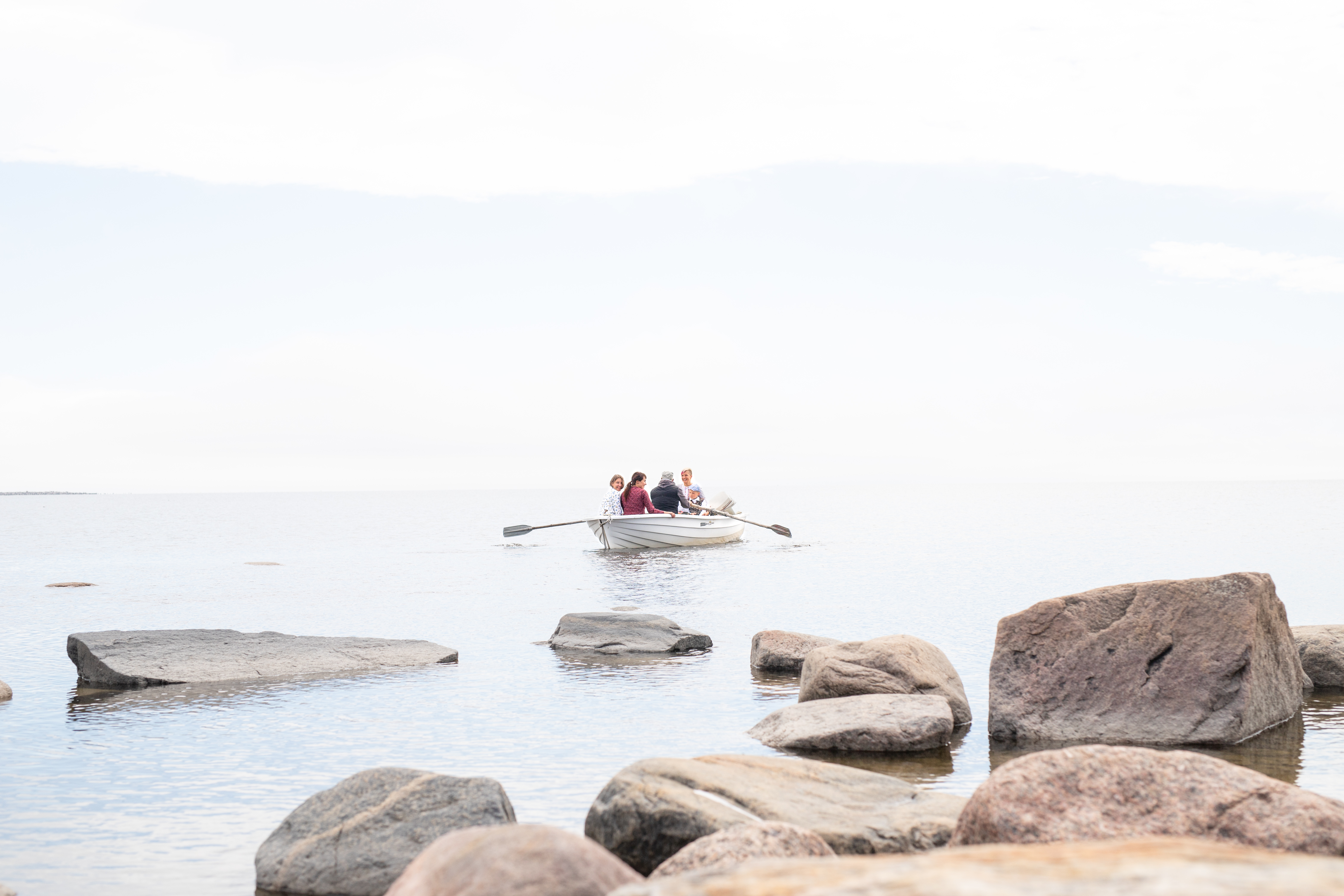 Friends on a boat in Kihnu island coast