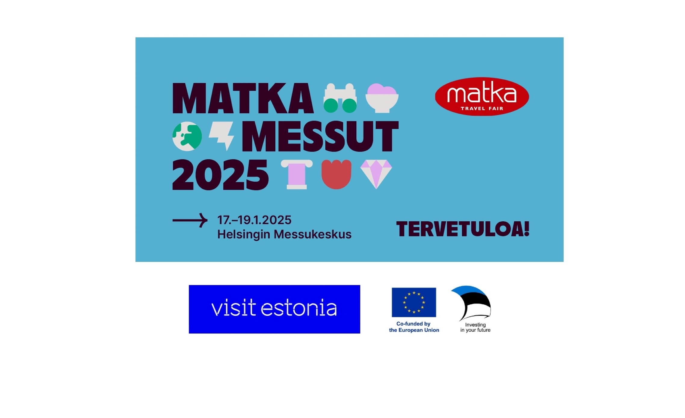 Matkamessut 2025 ja Visit Estonia -logot