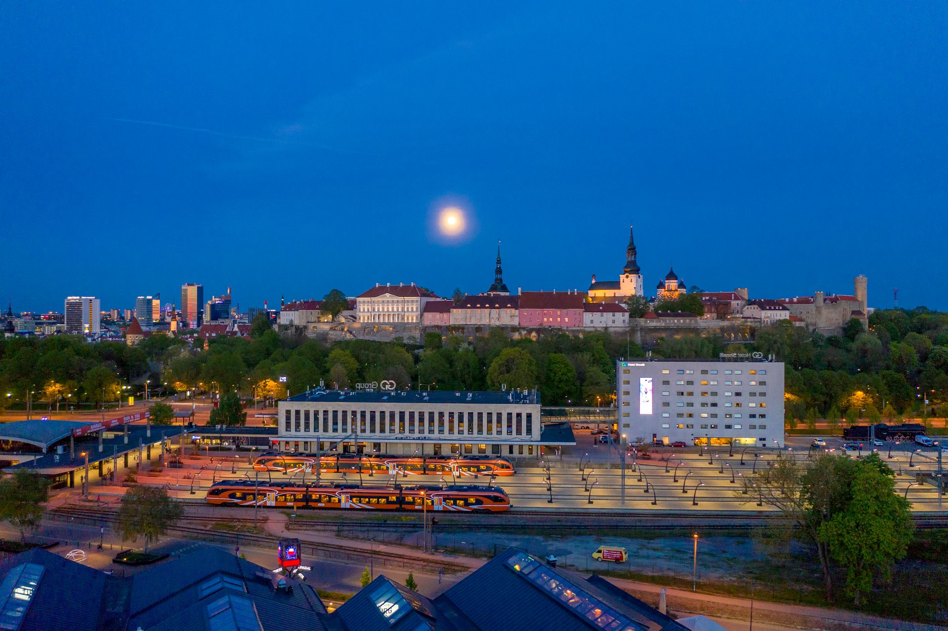 View of Tallinn's train station in summer