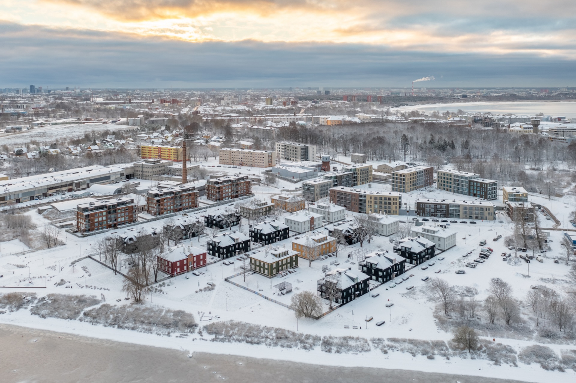 View of new Kopli Lines housing development during winter