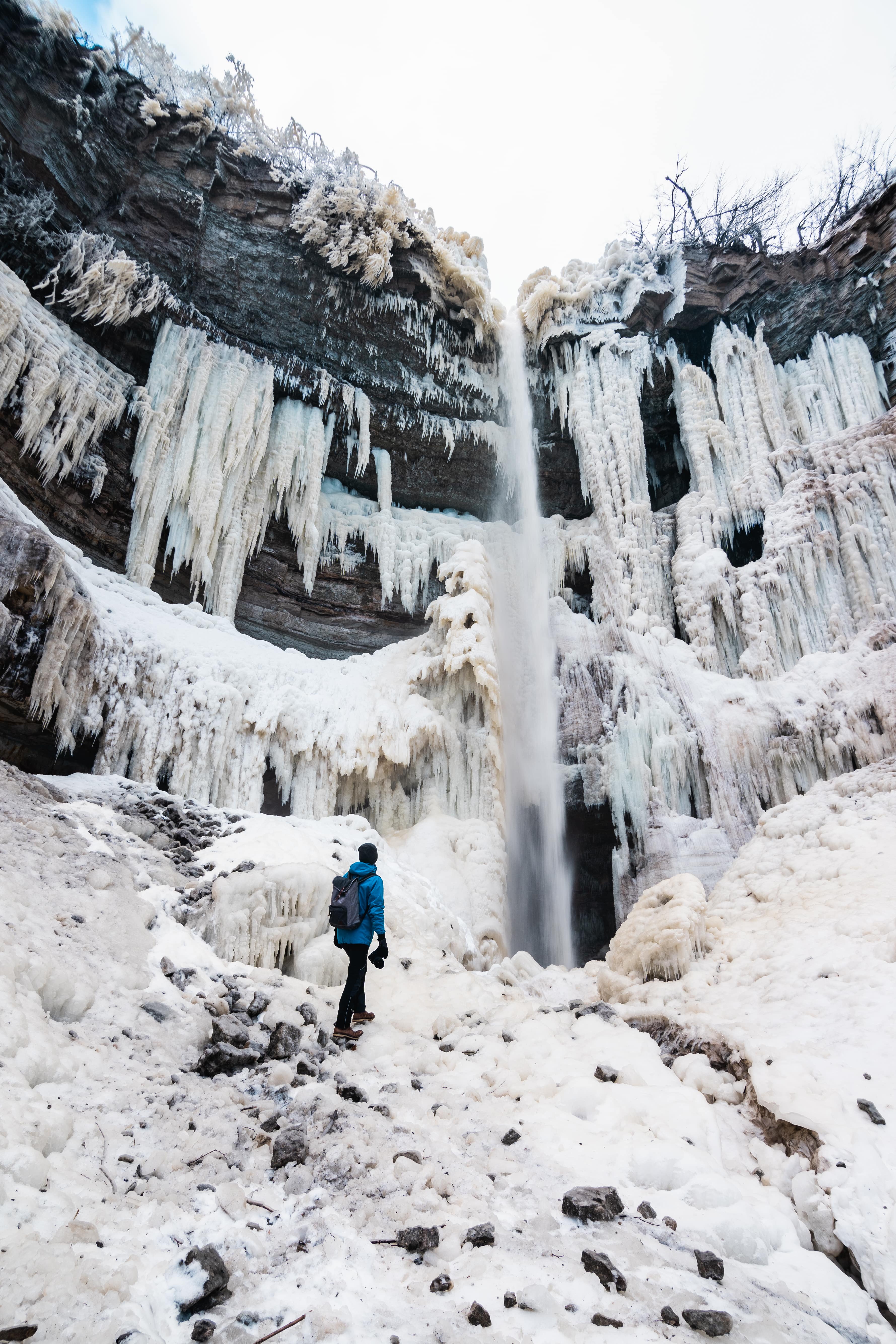 Valaste Waterfall frozen during winter