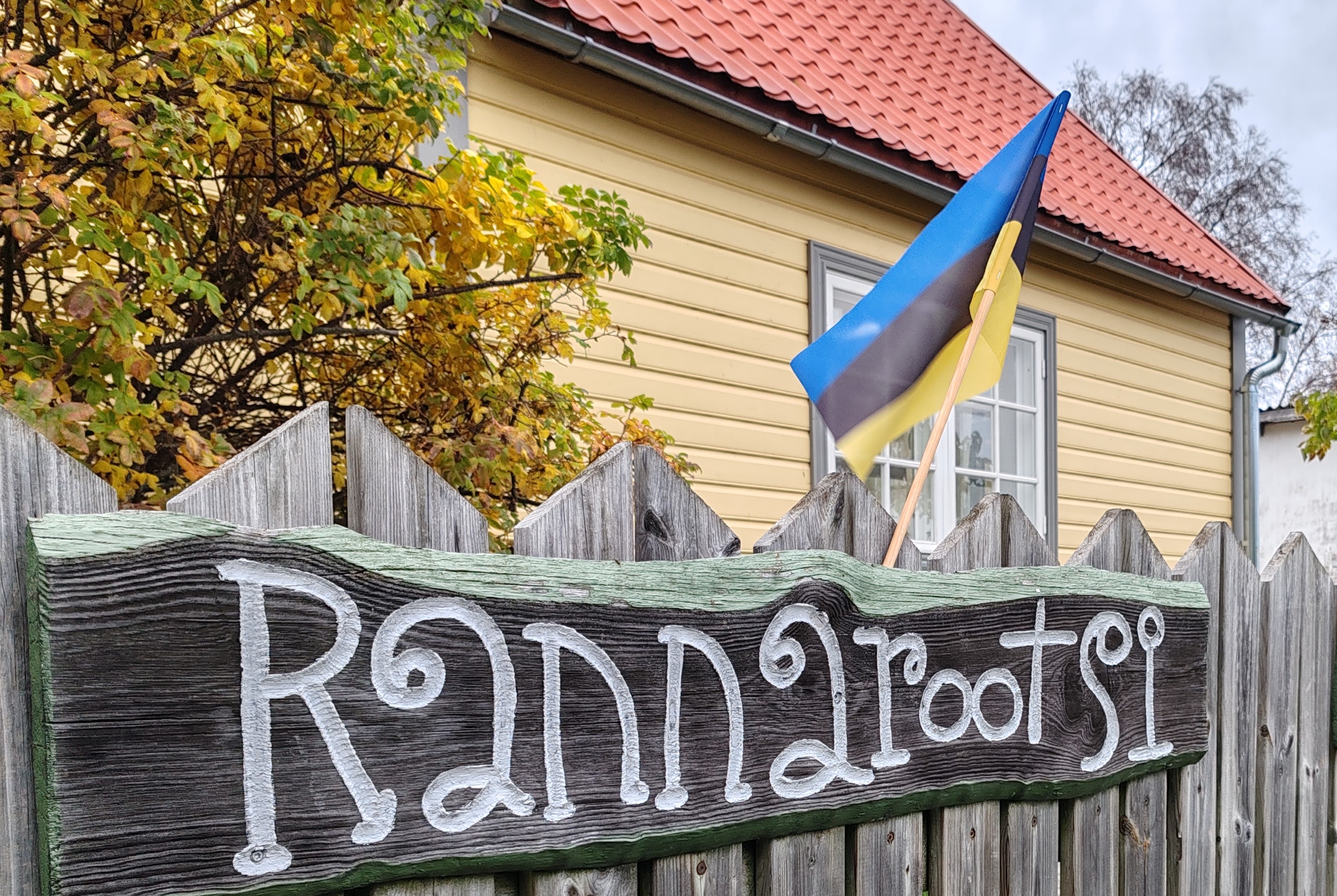 Rannarootslaste kogukonna sini-must-kollane lipp