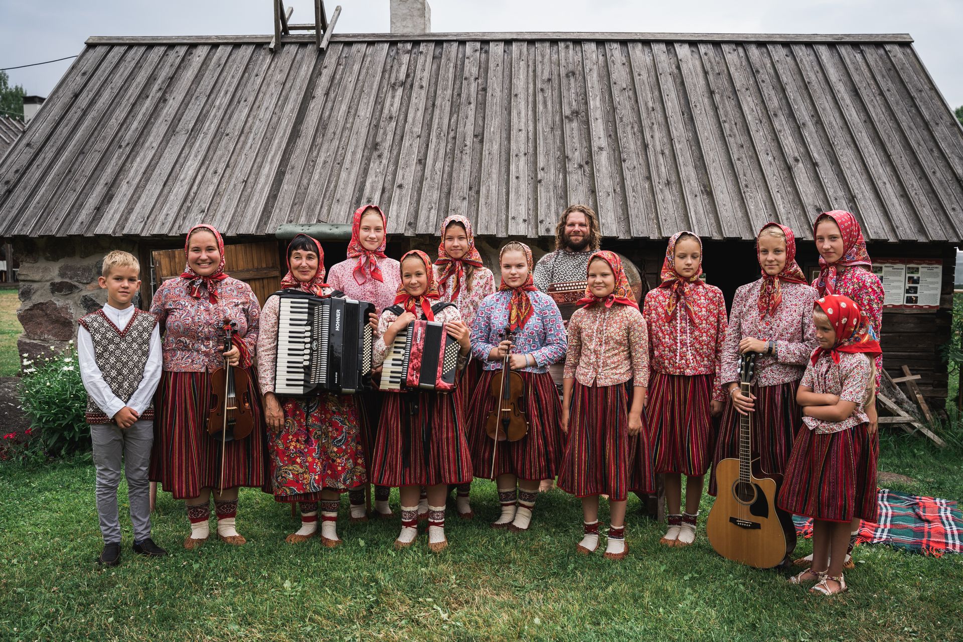 Kihnu Island folk costumes worn by traditional musicians