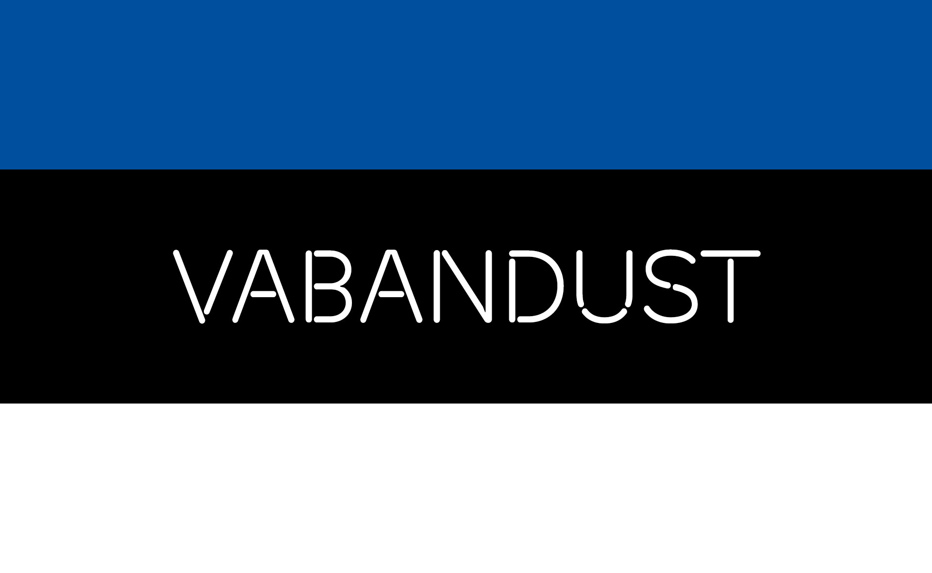 Das Wort "Vabandust" vor dem Hintergrund der estnischen Flagge