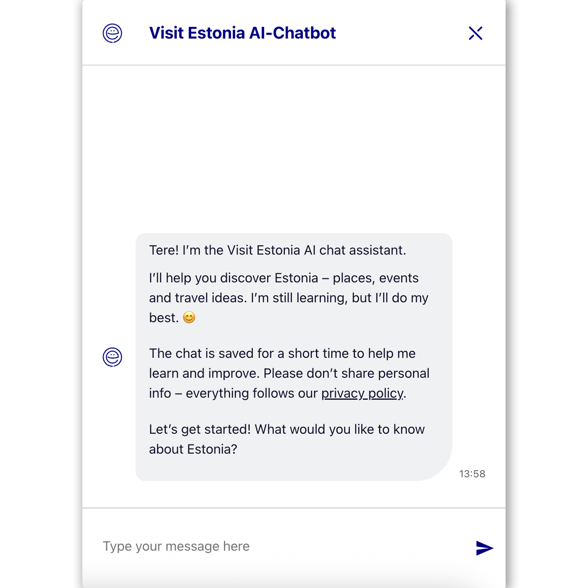Visit Estonia turismiveebis on nüüd tehisintellektiga juturobot. Aita seda testida!
