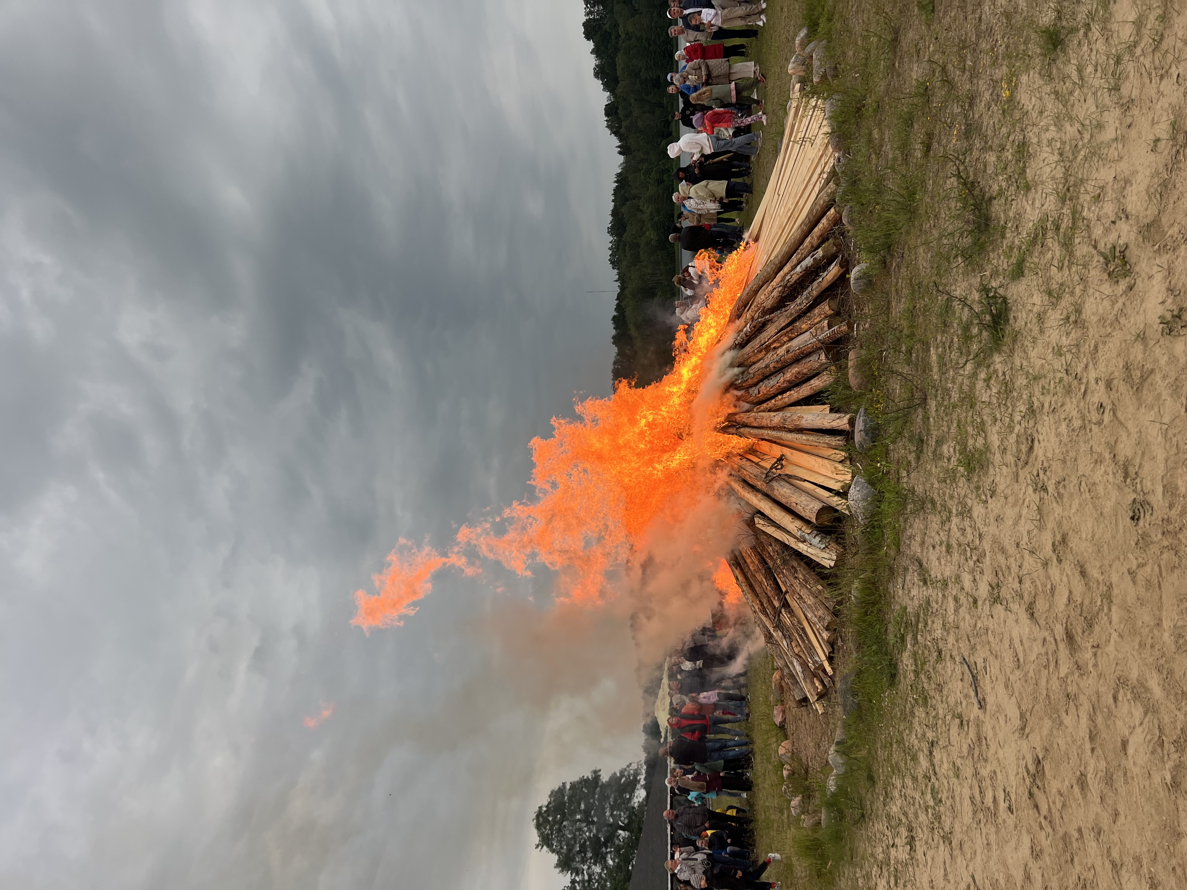 Bonfire during a traditional Midsummer holiday event in Viljandi