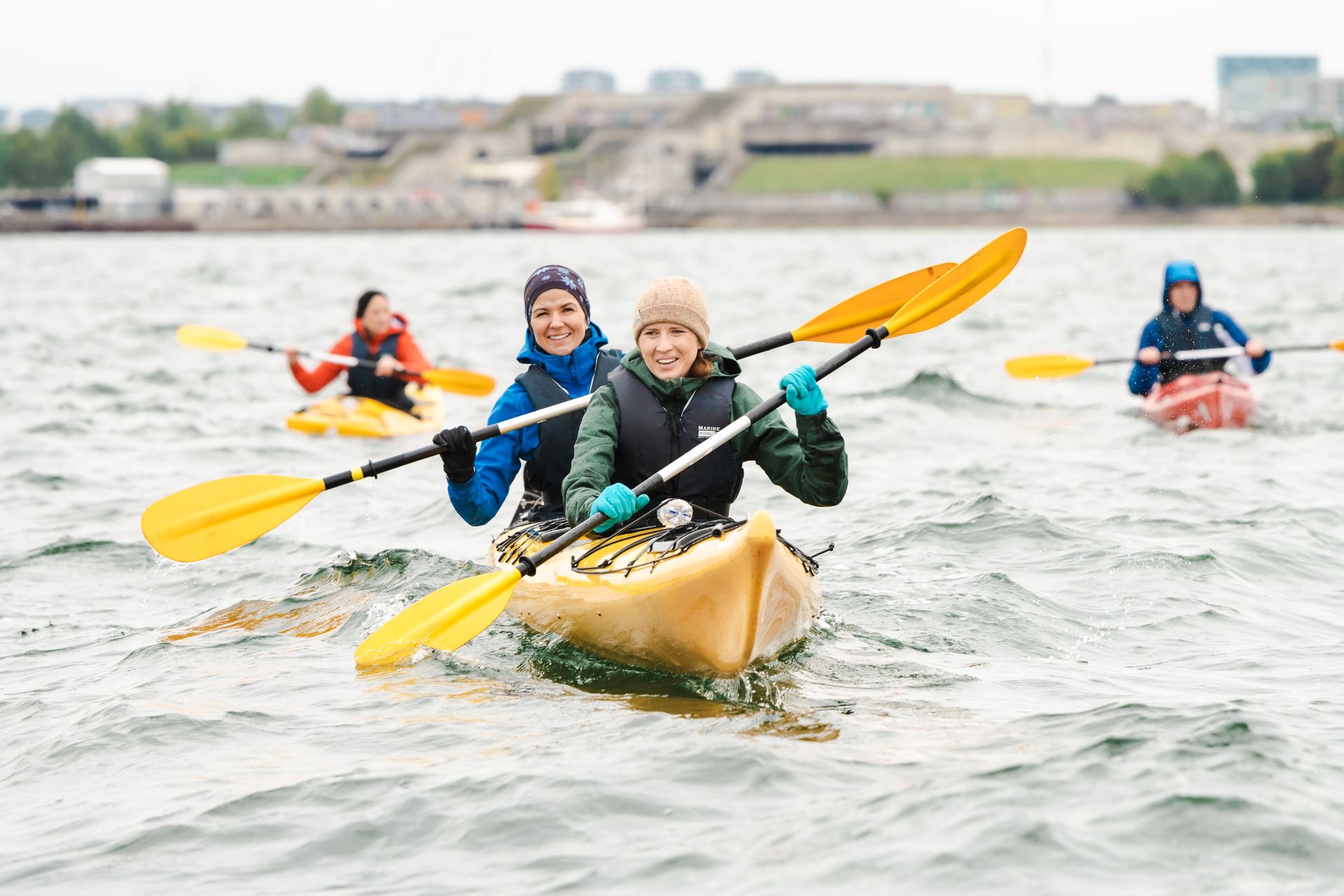 People kayaking