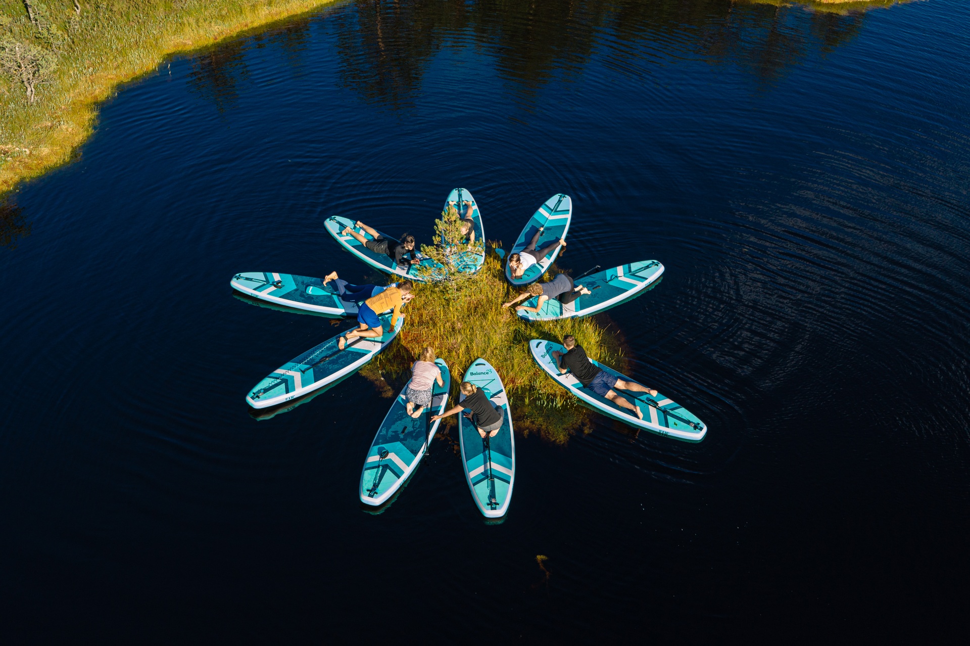 Sup board hike on bog lake
