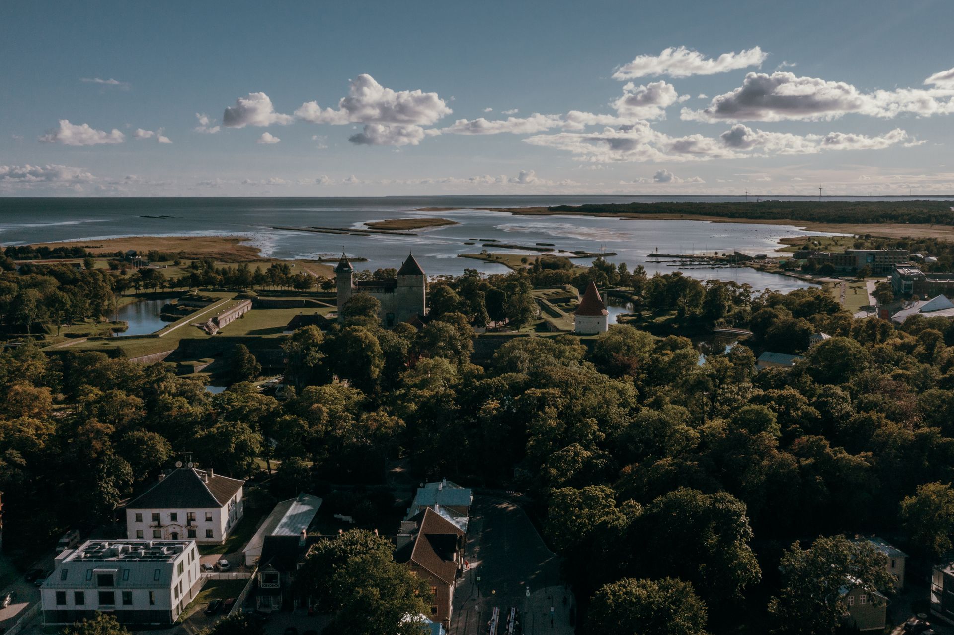 View of Kuressaare in summer with trees