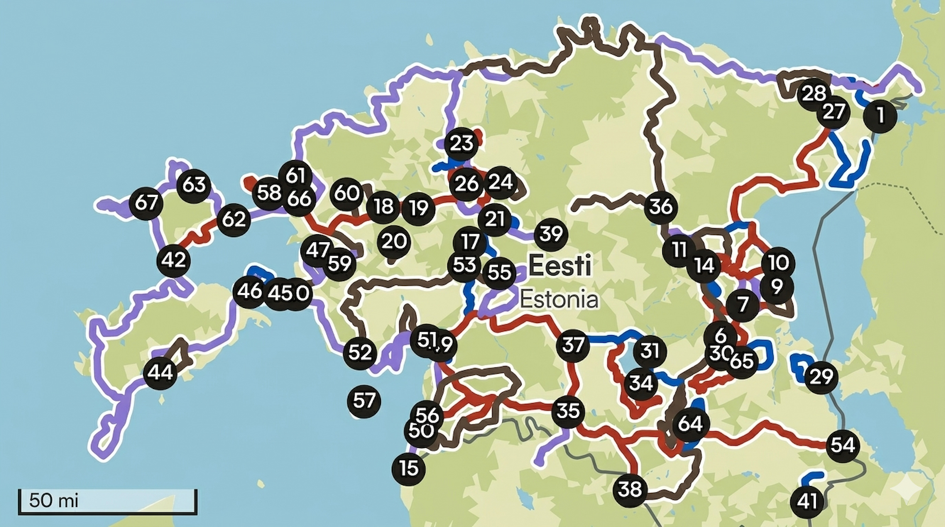 Visit Estonia radade kaart Komootis