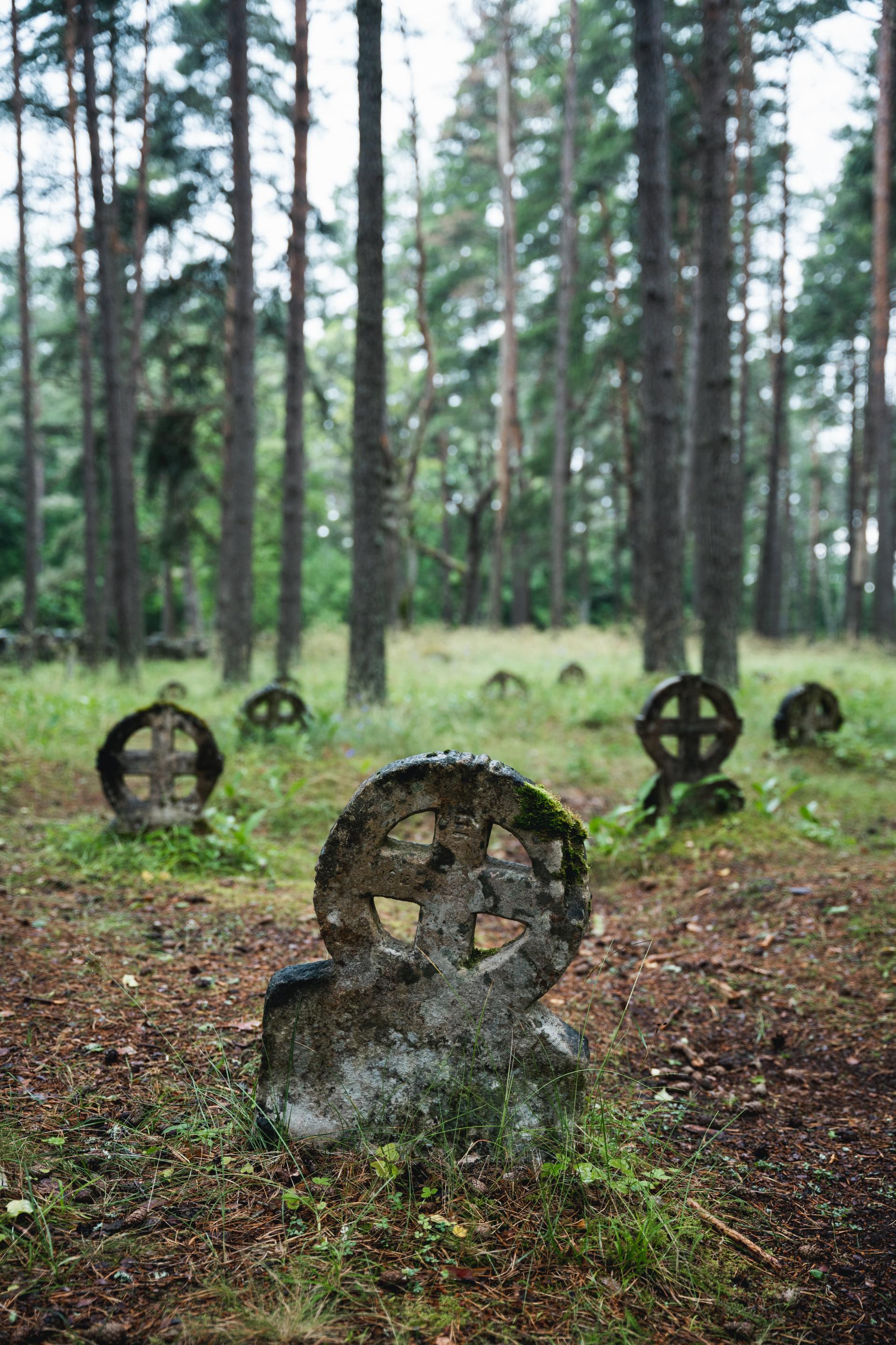 Sun crosses in the cemetery on Vormsi Island