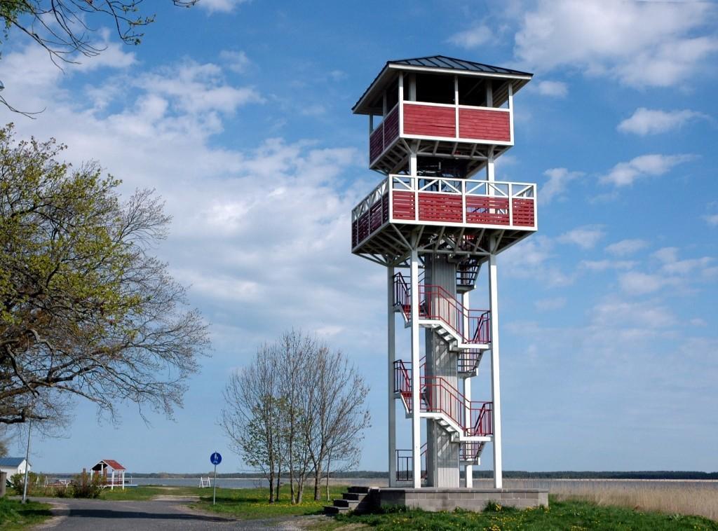 Gulf `Tagalaht` and birdwatching tower in Haapsalu promenade