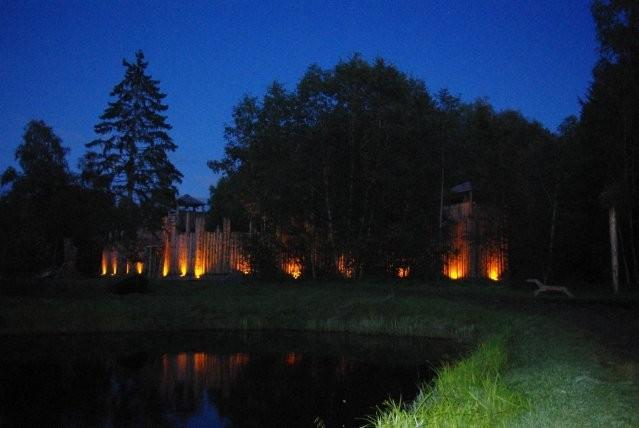 Viking Village fortress at night