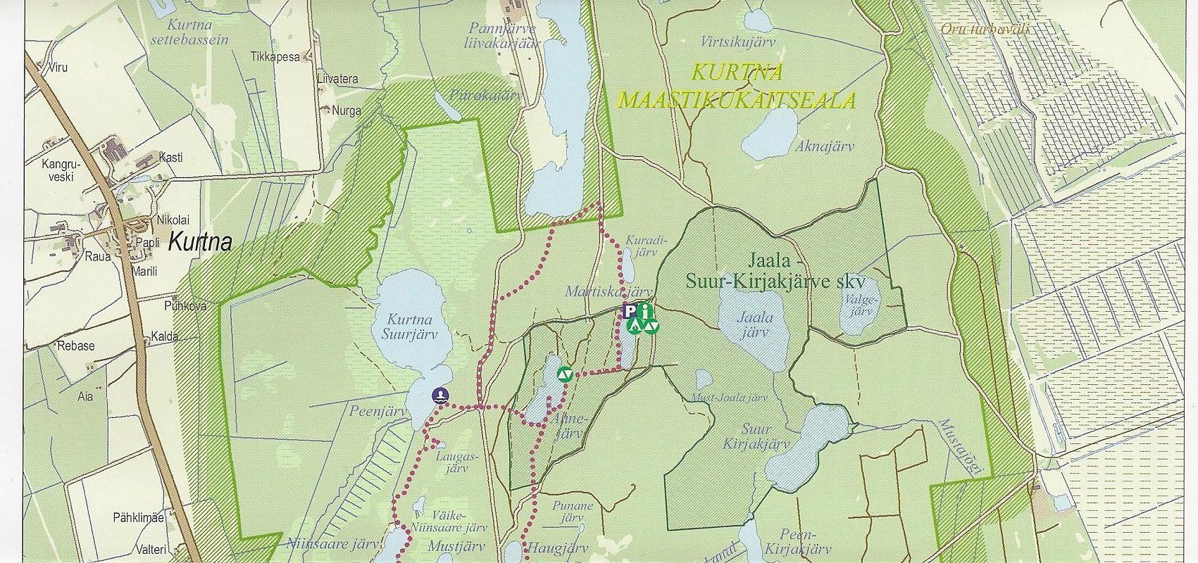 Kurtna maastikukaitseala ja järvestiku kaart