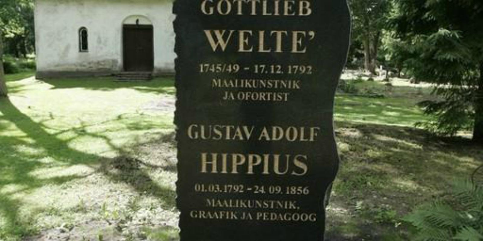 Baltiansaksalaisten taiteilijoiden Gottlieb Weltén ja Gustav Adolf Hippiusen muistokivi Hagerin hautausmaalla