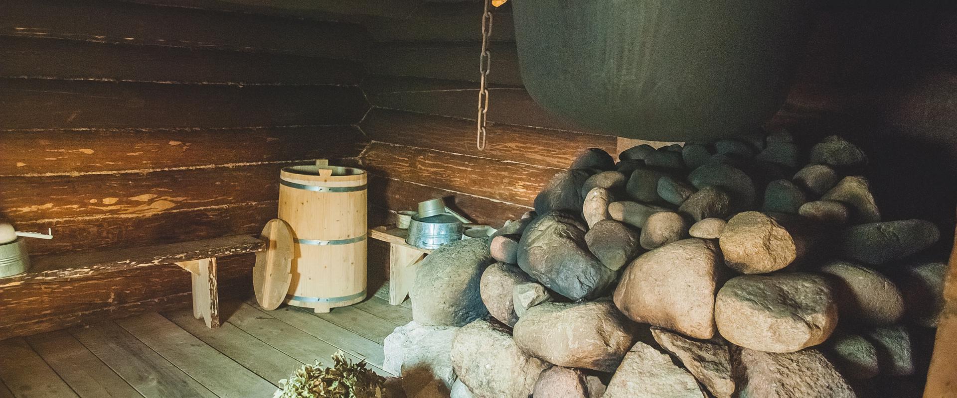 Peramaa Holiday House, interior view of the smoke sauna