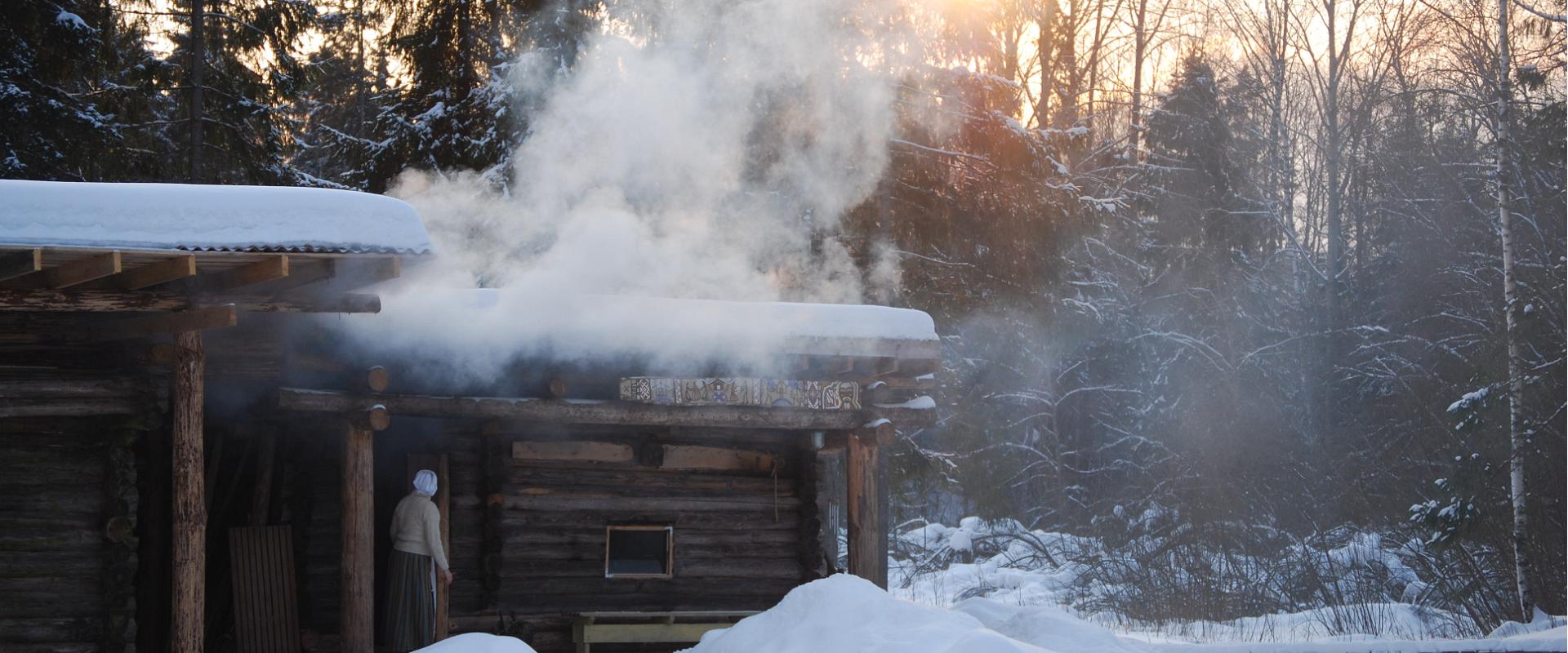 Sauna session in a traditional Old Võromaa smoke sauna at Mooska