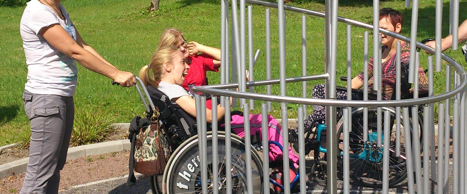 Wheelchair hike in the forest park