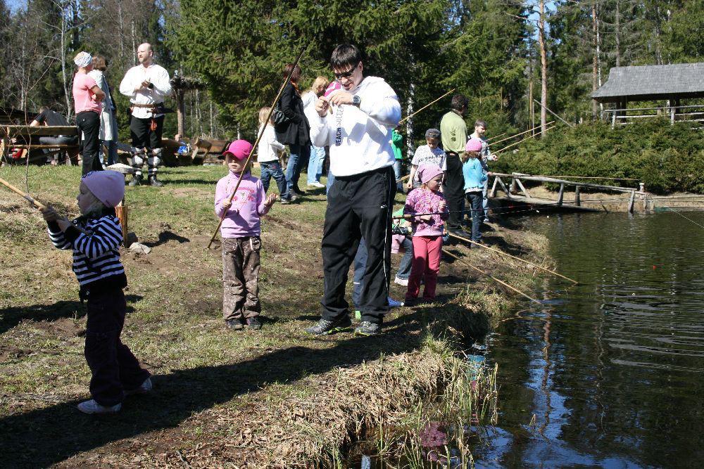 Viking Village fishing, trout fishing with the whole family