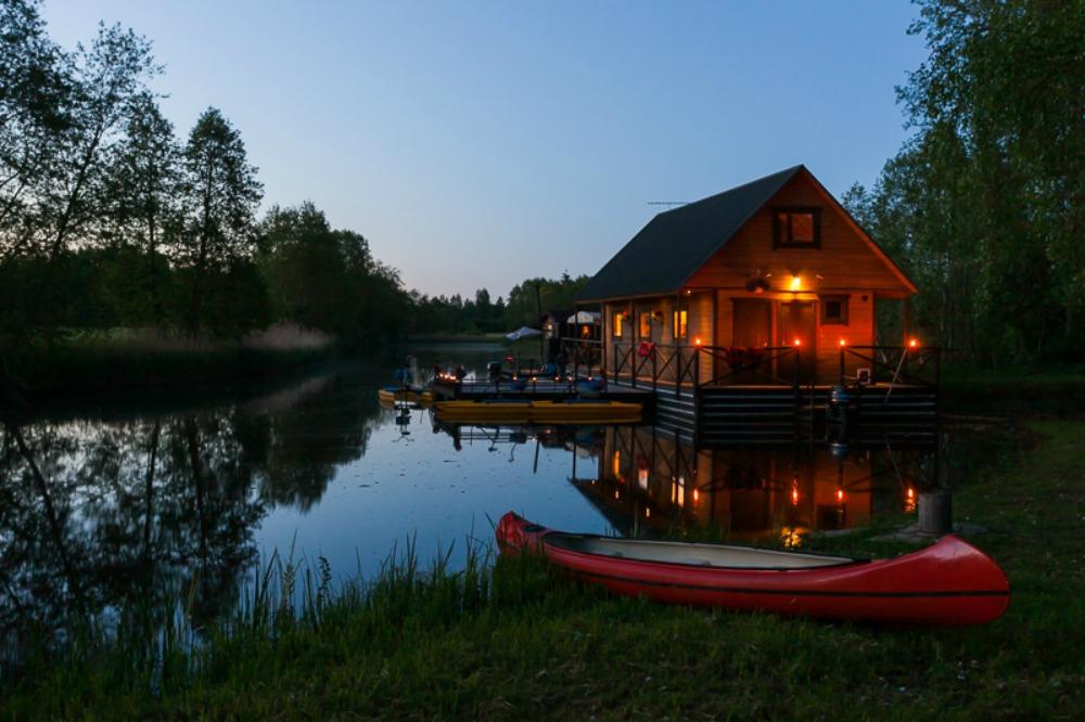 Small raft house on the Vigala River