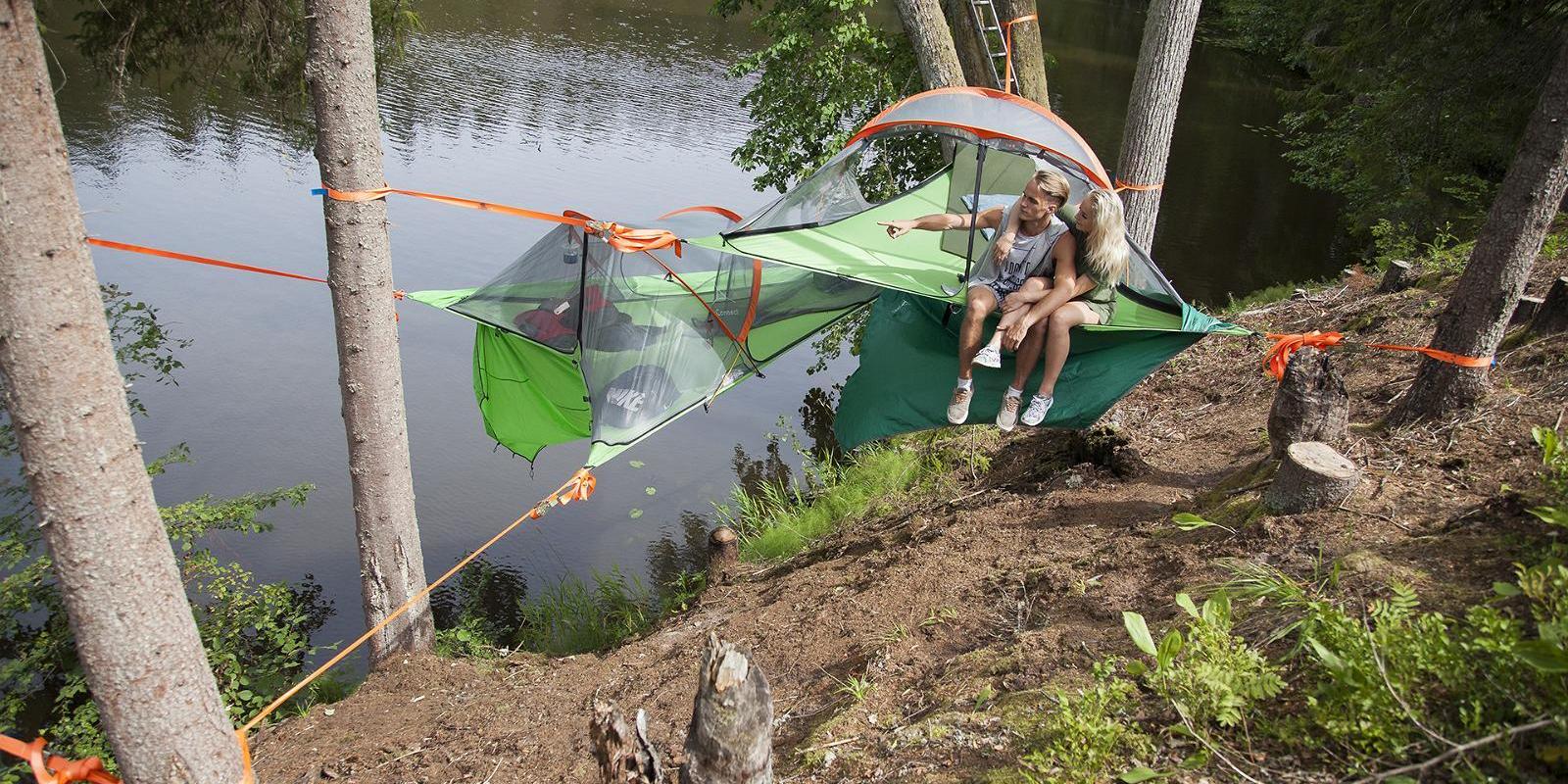 Sleeping in tree tents and a canoeing on River Ahja