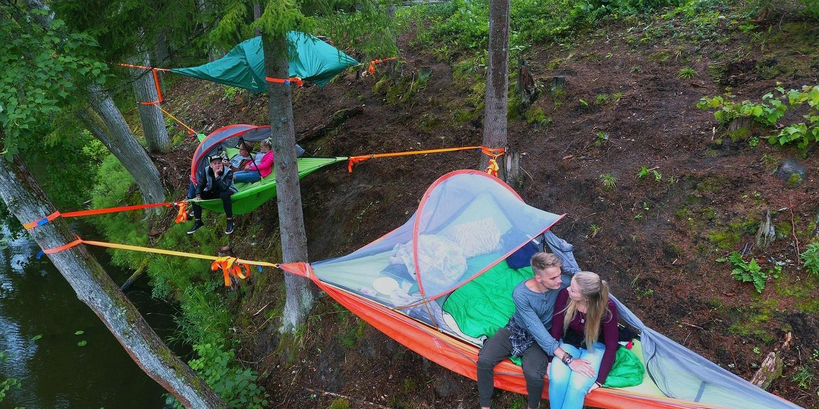 Sleeping in tree tents and a canoeing on River Ahja