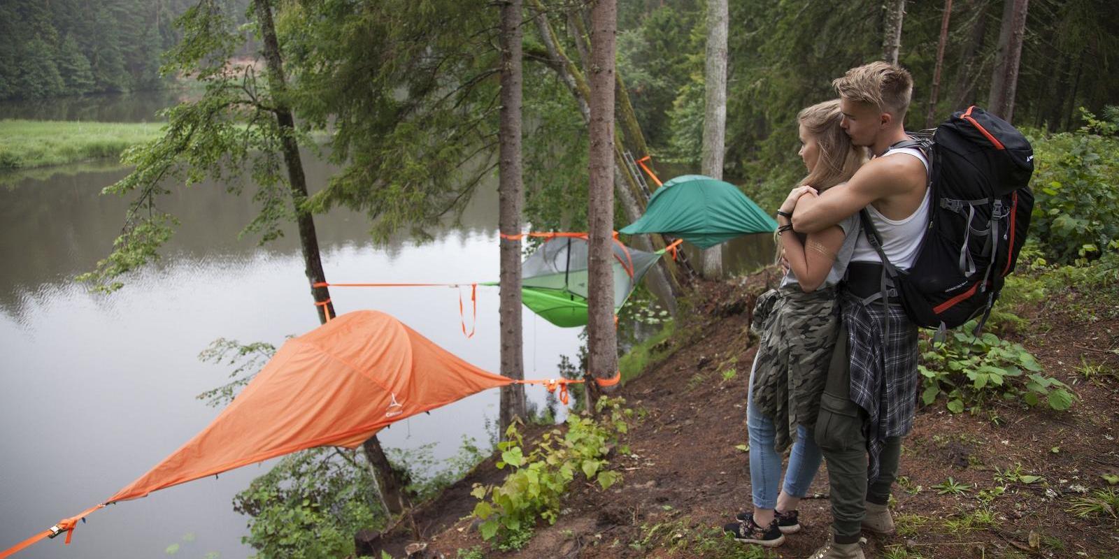 Sleeping in tree tents and a canoeing on River Ahja